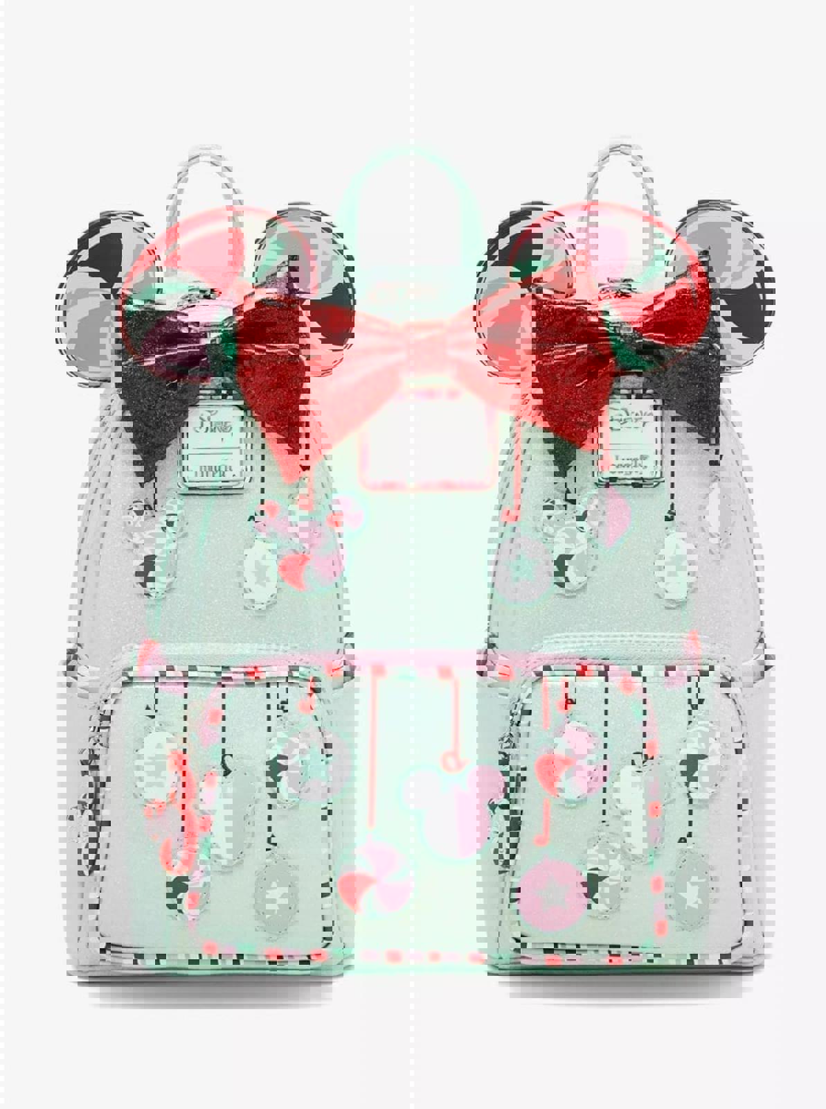 Loungefly Disney Minnie Mouse Peppermint Ornament Ears Mini Backpack NWT