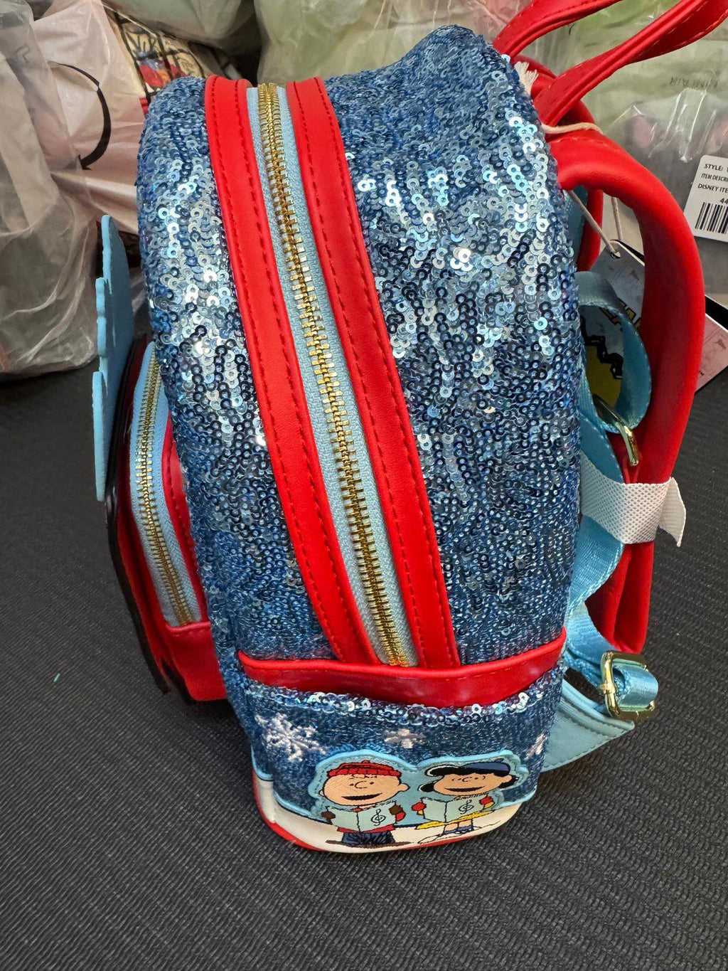 Loungefly Peanuts Snoopy Holiday Sequin Mini Backpack