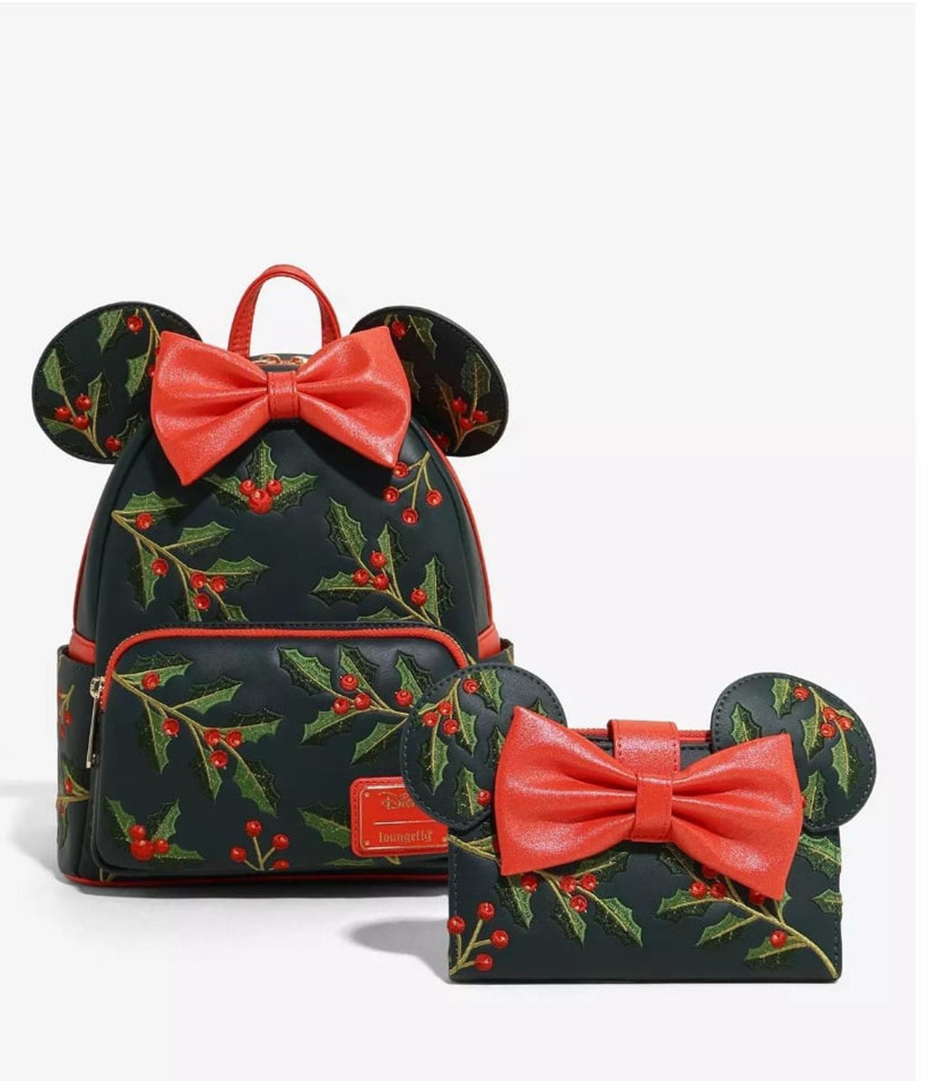Loungefly Disney Minnie Mouse Holiday Holly Zip Wallet