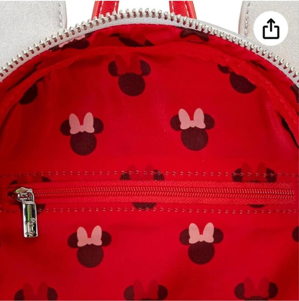 Loungefly Disney Minnie Mouse Red and Silver Mini Backpack NWT