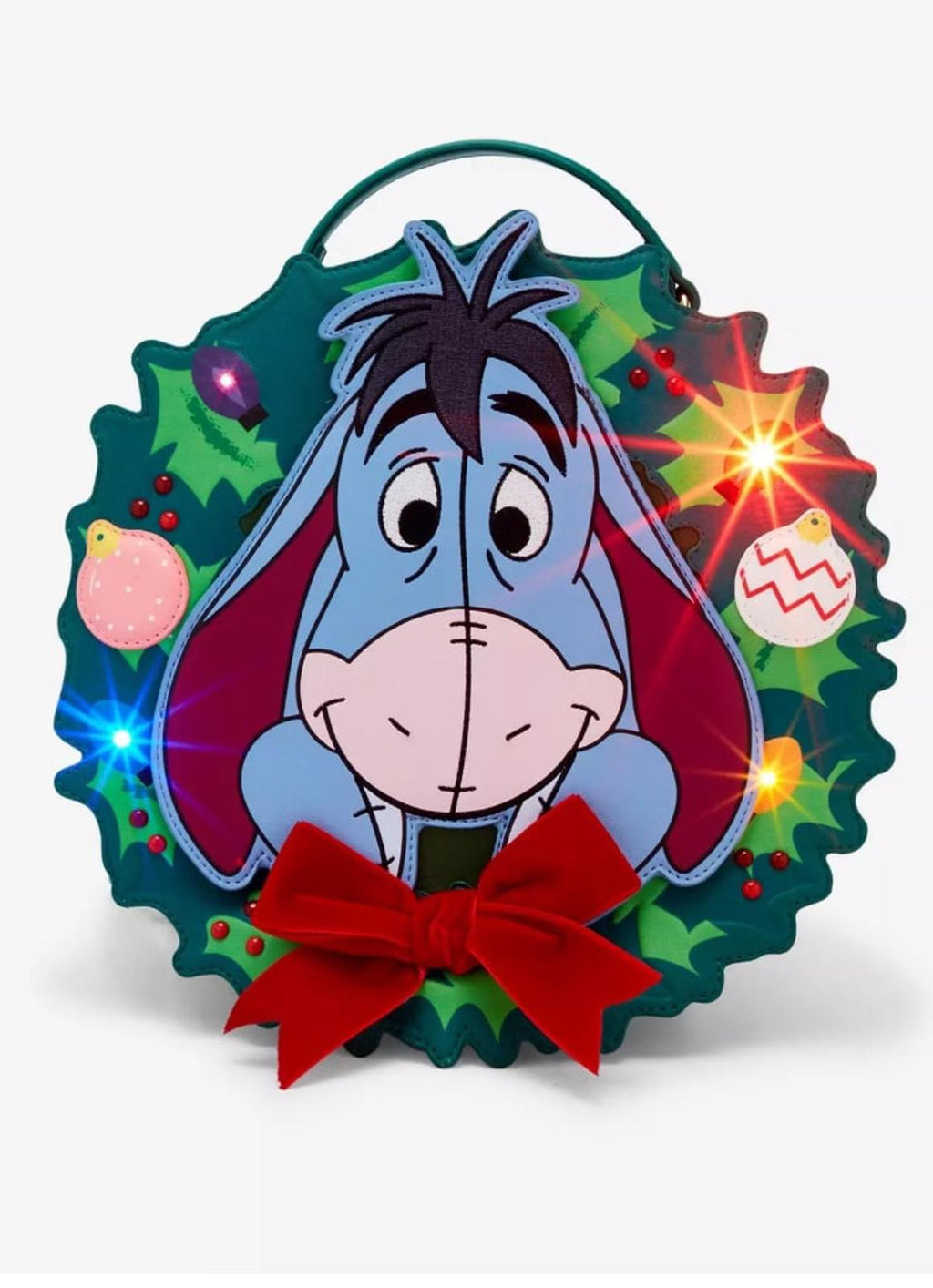 Disney Winnie the Pooh Eeyore Holiday Wreath Convertible Light-Up Backpack NWT