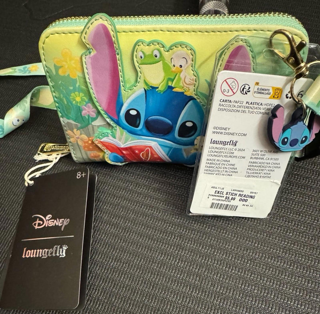 Loungefly Exclusive Stitch Reading Wallet and ID Holder/Lanyard NWT