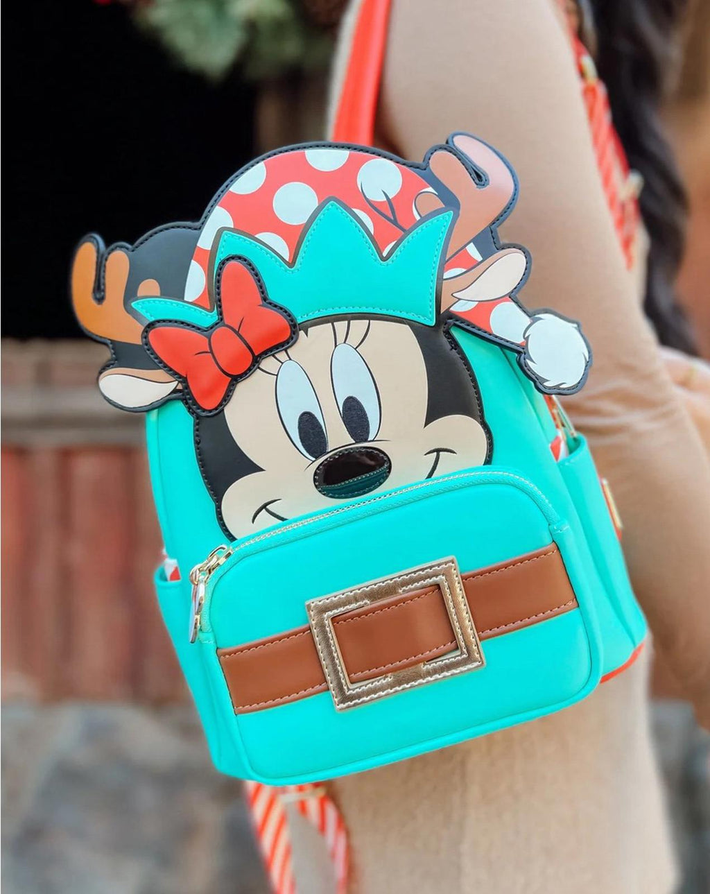 Loungefly Disney Light Up Minnie Mouse Reindeer Cosplay Mini Backpack NWT