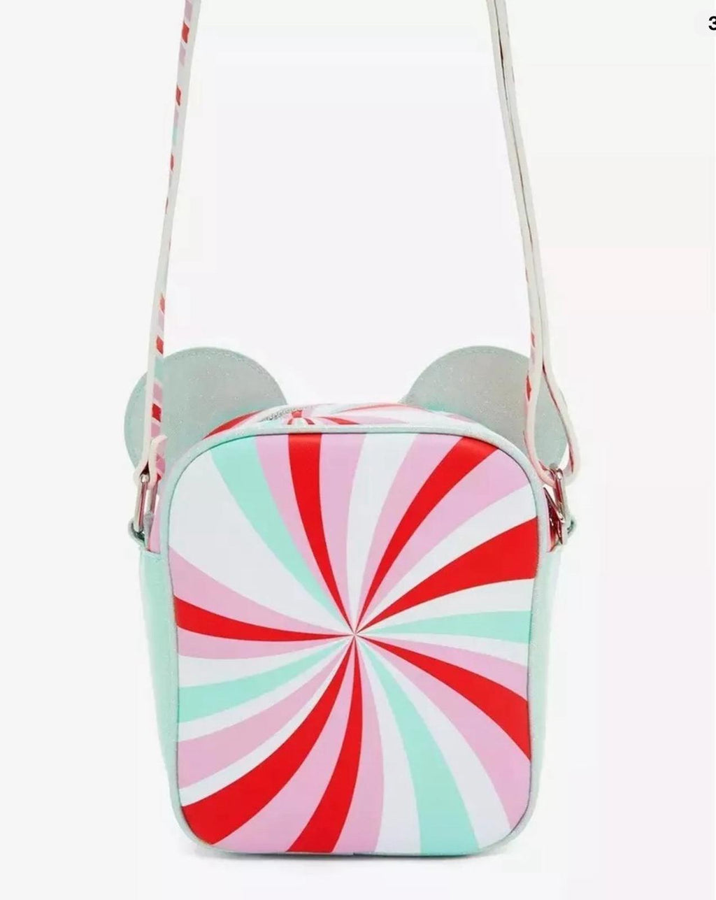Loungefly Disney Minnie Mouse Ears Peppermint Print Crossbody Bag NWT!! HTF