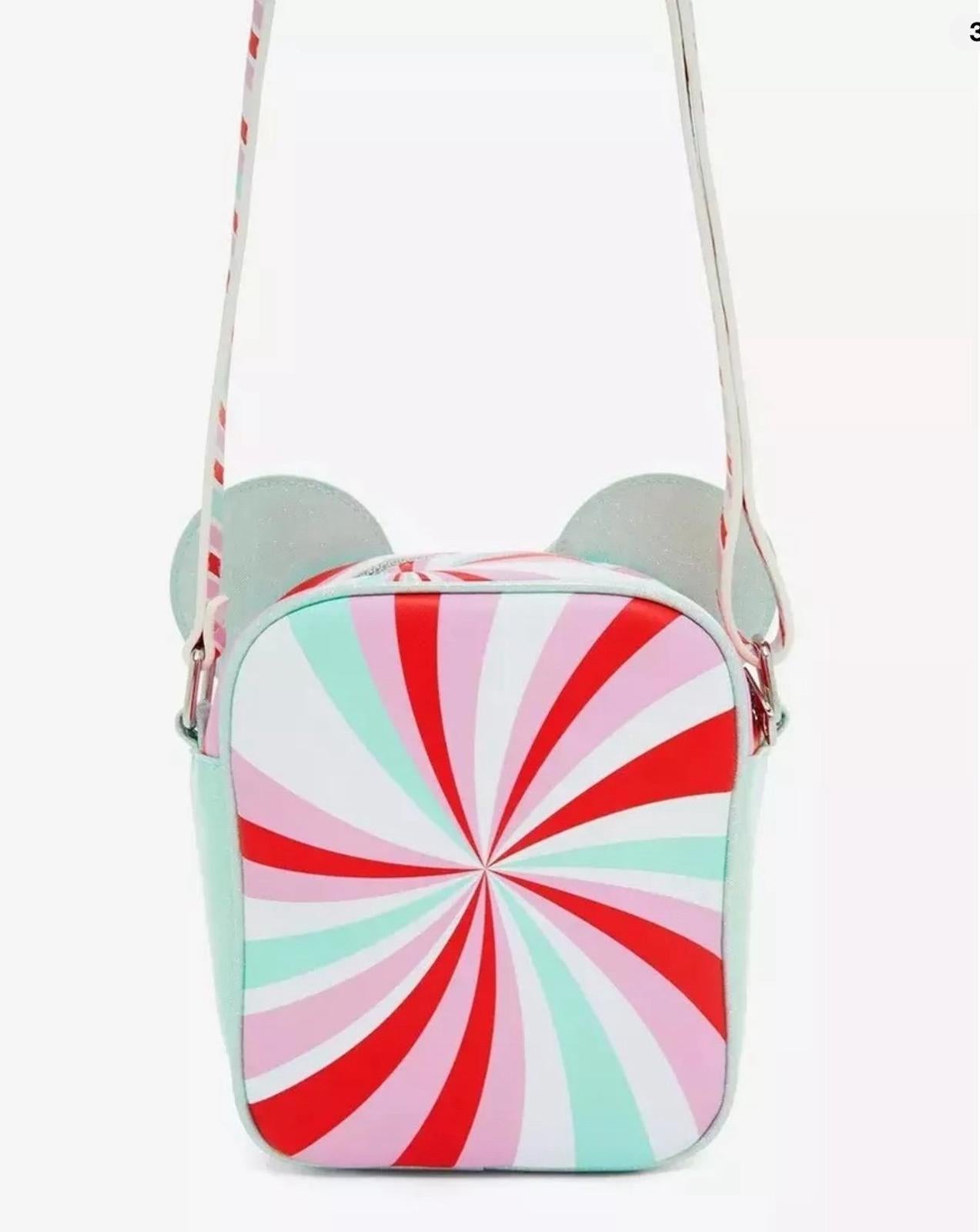 Loungefly Disney Minnie Mouse Ears Peppermint Print Crossbody Bag NWT!! HTF