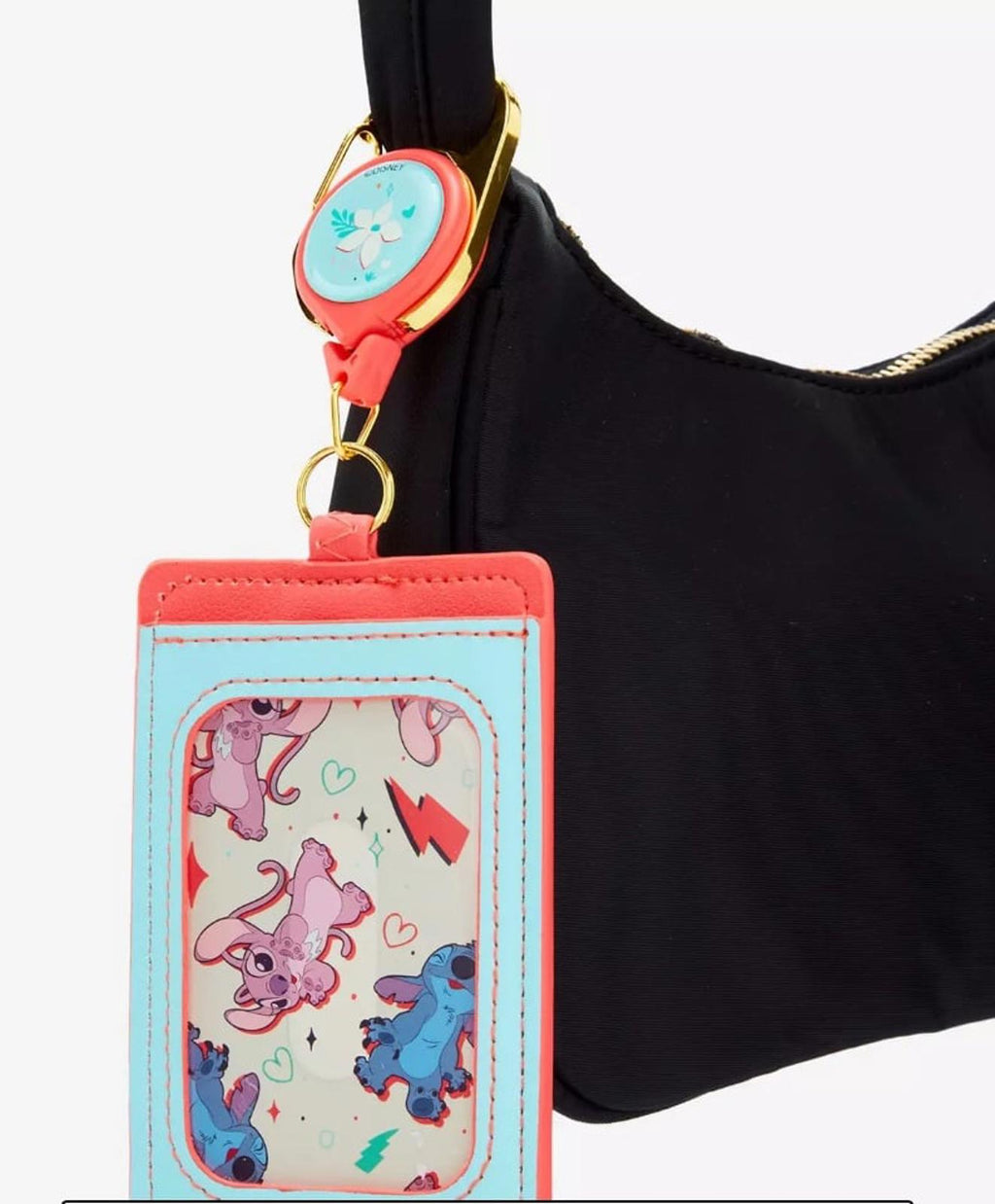 Loungefly Disney Lilo & Stitch Angel & Stitch Floral Heart Retractable NWT