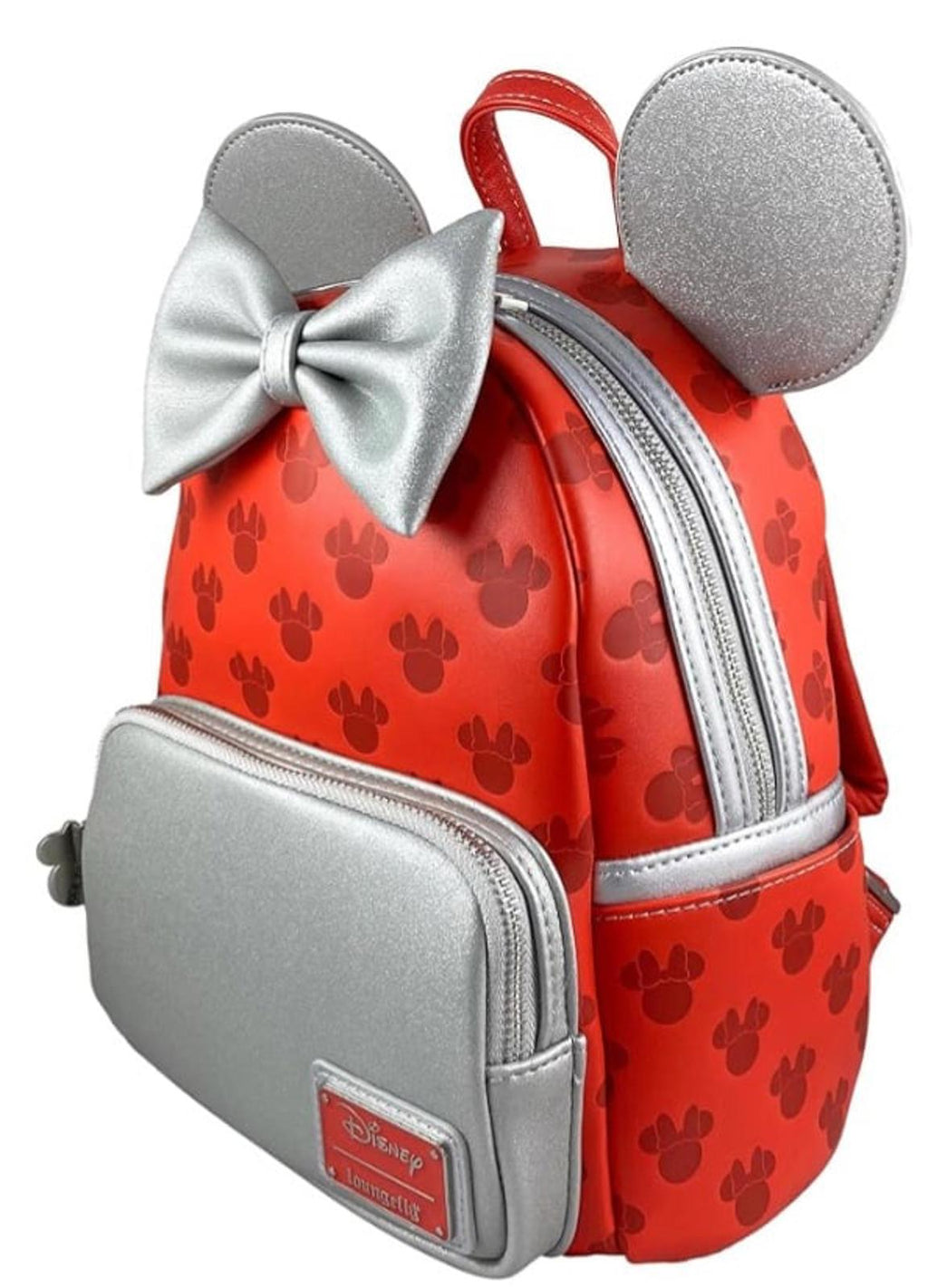 Loungefly Disney Minnie Mouse Red and Silver Mini Backpack NWT