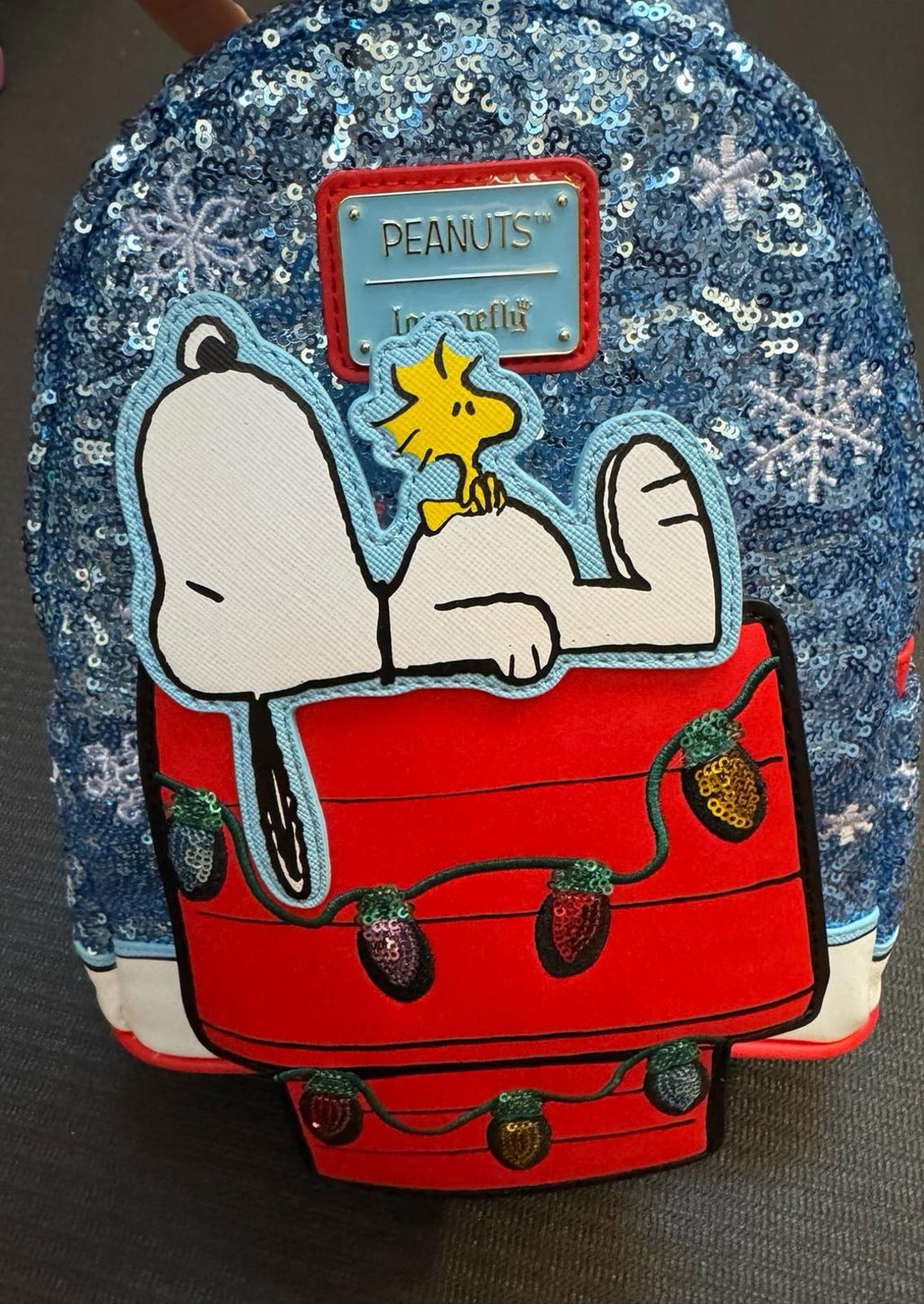 Loungefly Peanuts Snoopy Holiday Sequin Mini Backpack
