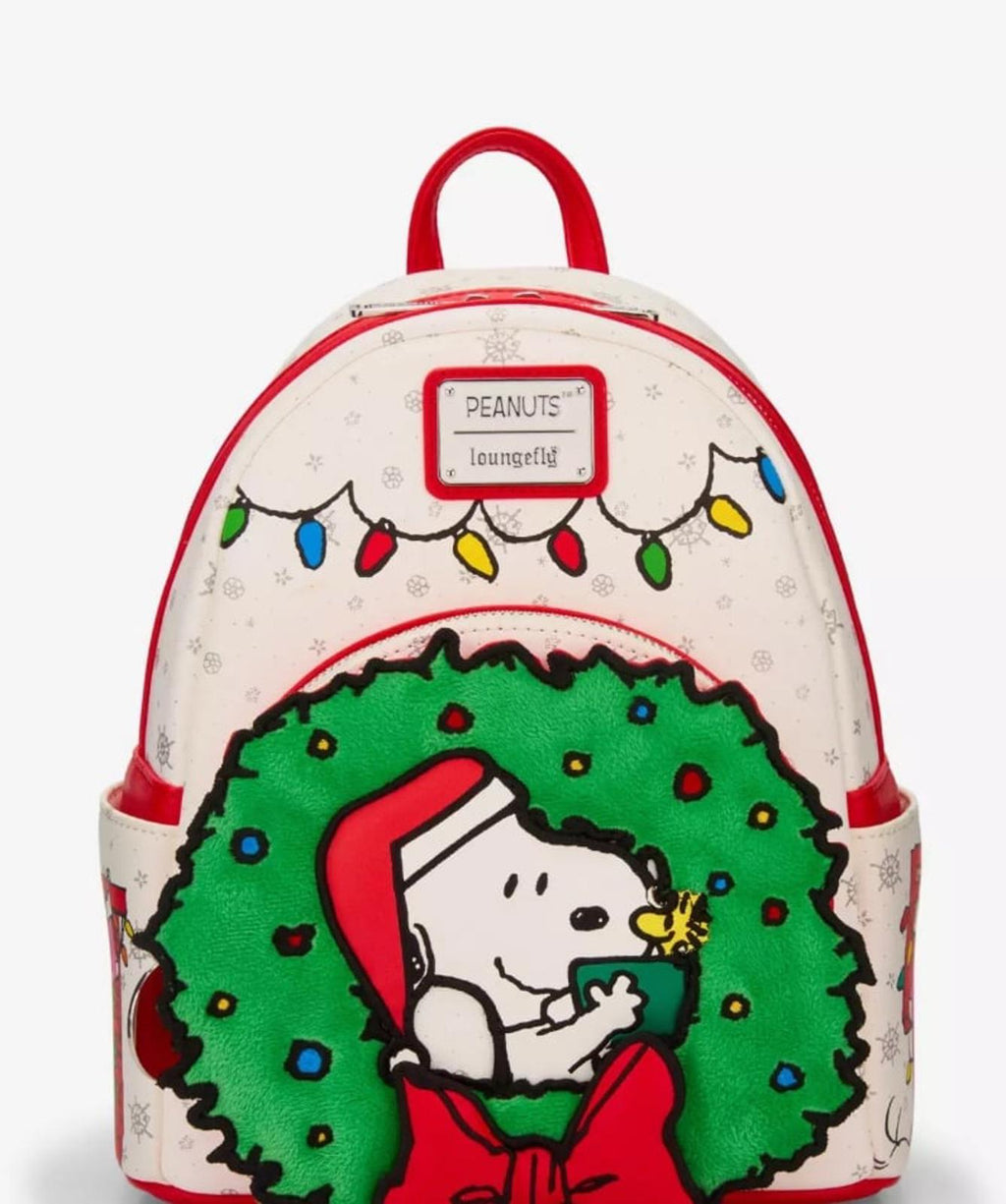 Loungefly Peanuts Snoopy & Woodstock Holiday Wreath Mini Backpack NWT