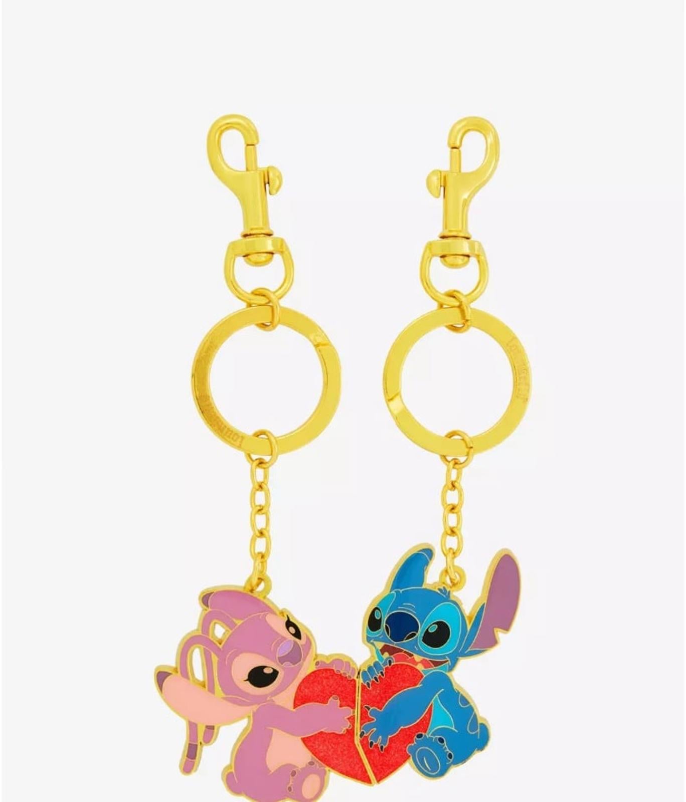 Loungefly Disney Lilo & Stitch Angel & Stitch Heart Magnetic Keychain Set NWT