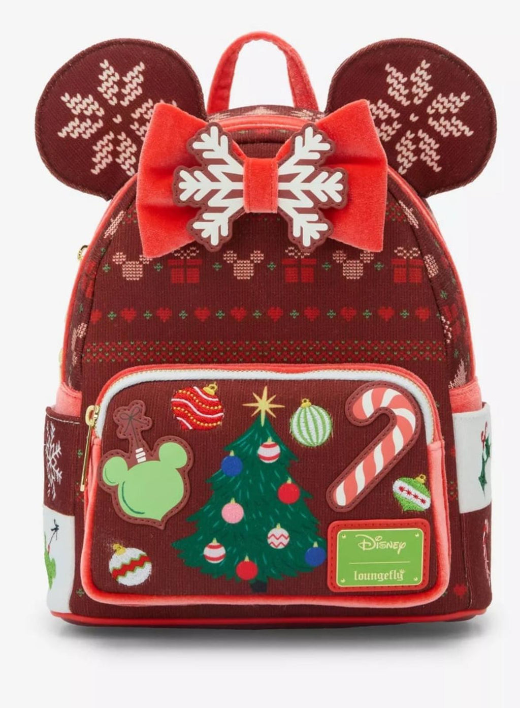 Loungefly Disney Minnie Mouse Sweater Holiday Mini Backpack NWT