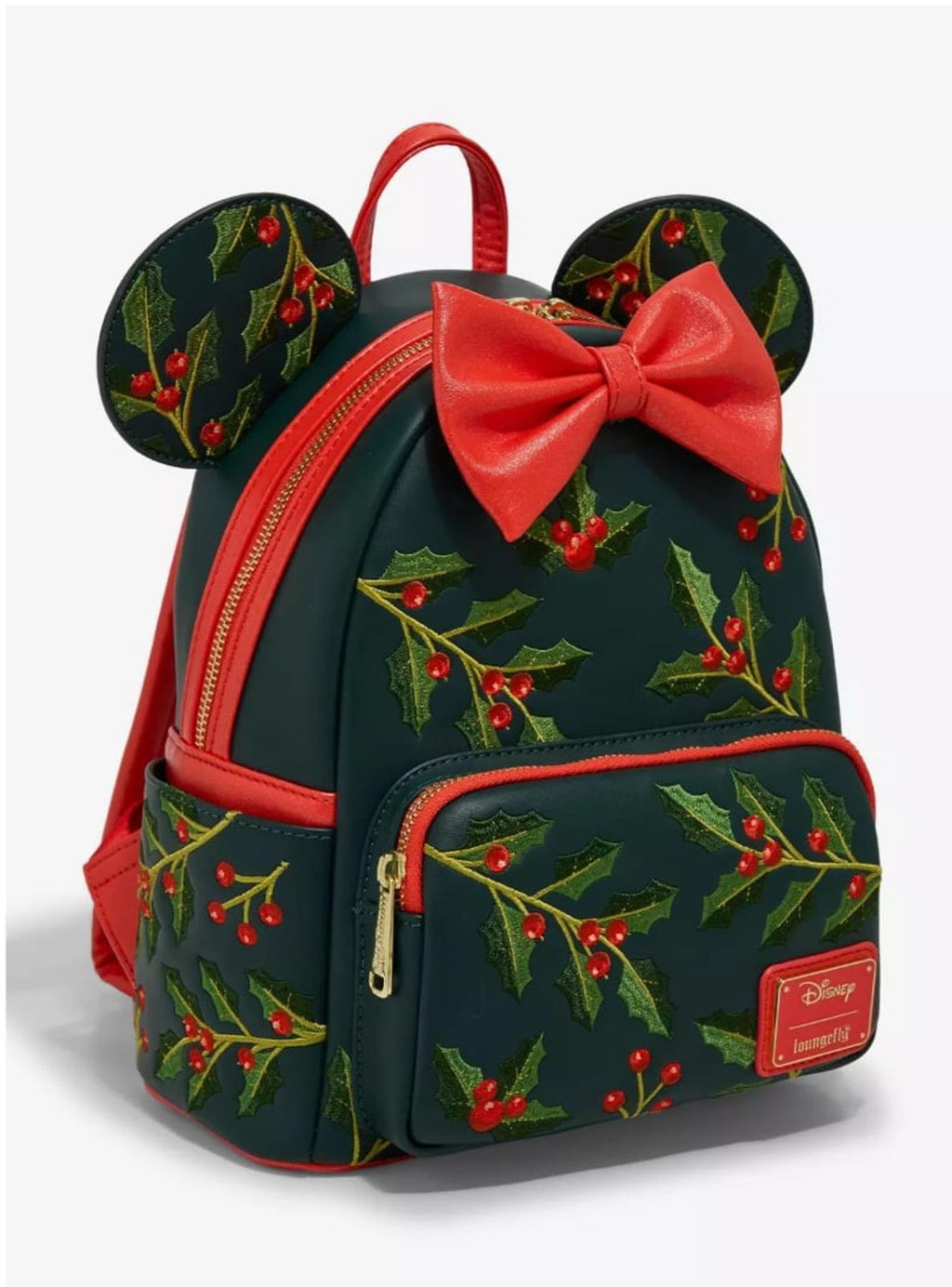 Loungefly Disney Minnie Mouse Holiday Holly Ears Mini Backpack