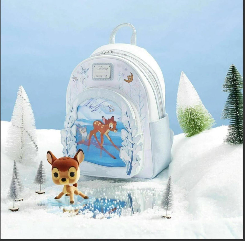 Loungefly Disney Bambi on Ice LE Lenticular Mini Backpack and Pop! Bambi SET NWT