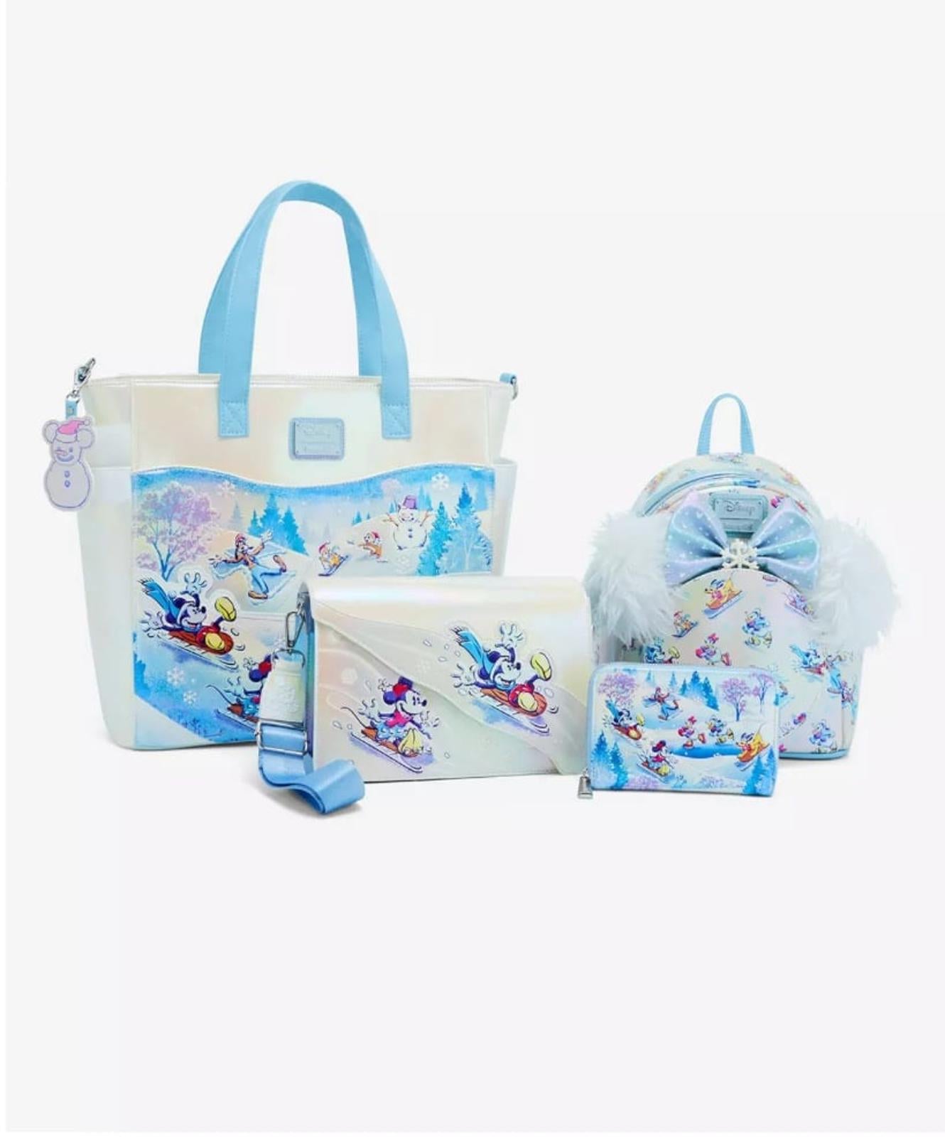 Loungefly Disney Mickey Mouse And Friends Winter Wonderland Convertible Tote Bag