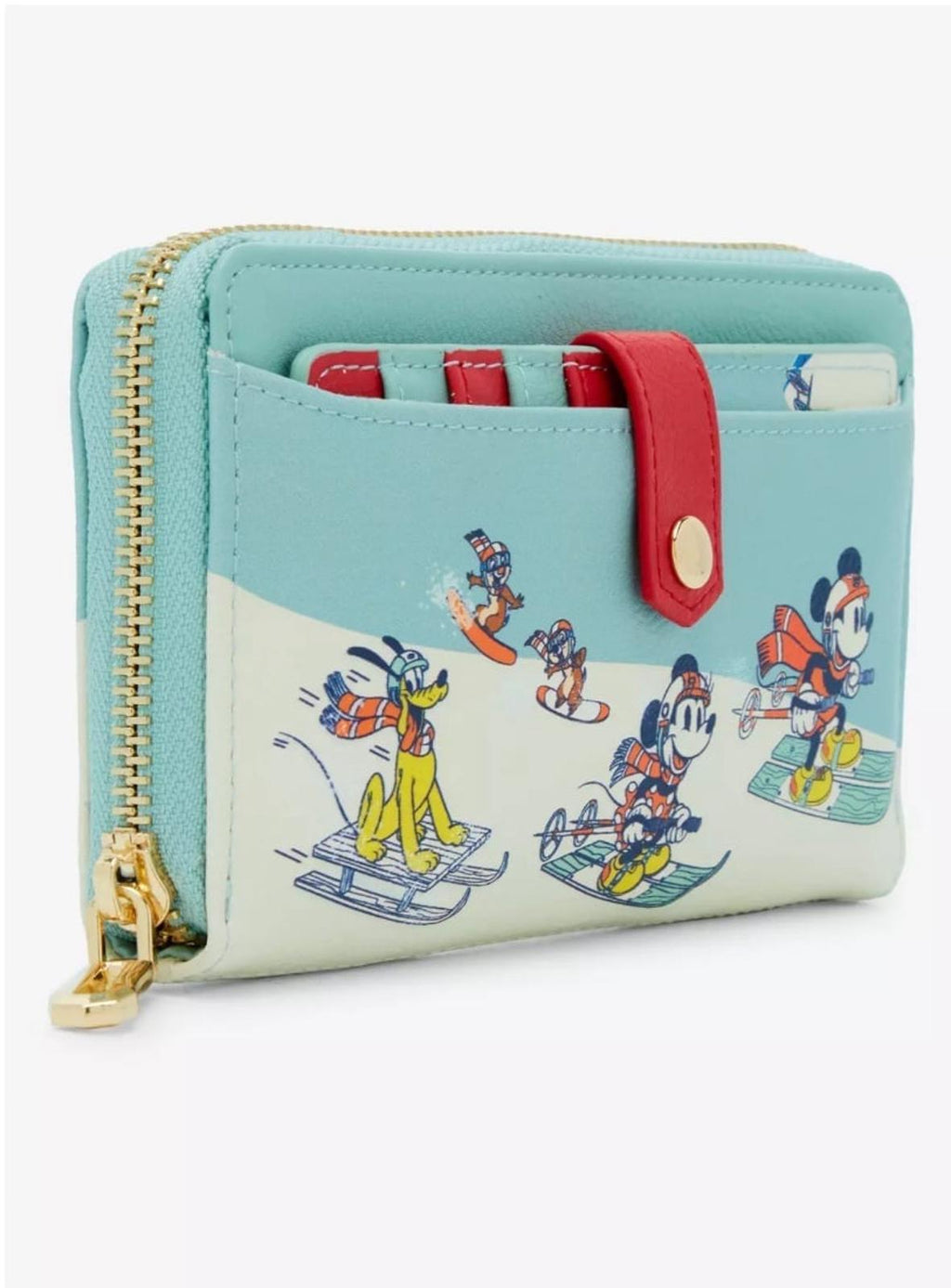Our Universe Disney Mickey Mouse & Friends Skiing Zip Wallet with Cardholder NWT