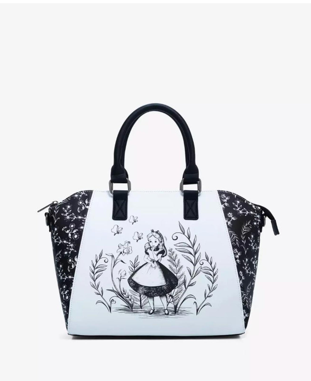 Loungefly Disney Alice In Wonderland Black & White Satchel Bag NWT