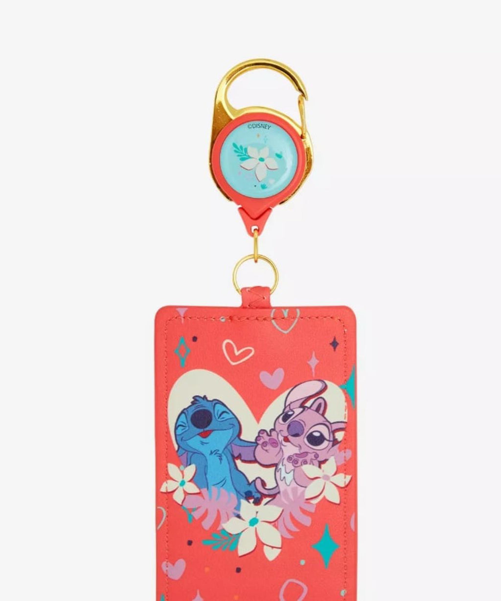 Loungefly Disney Lilo & Stitch Angel & Stitch Floral Heart Retractable NWT