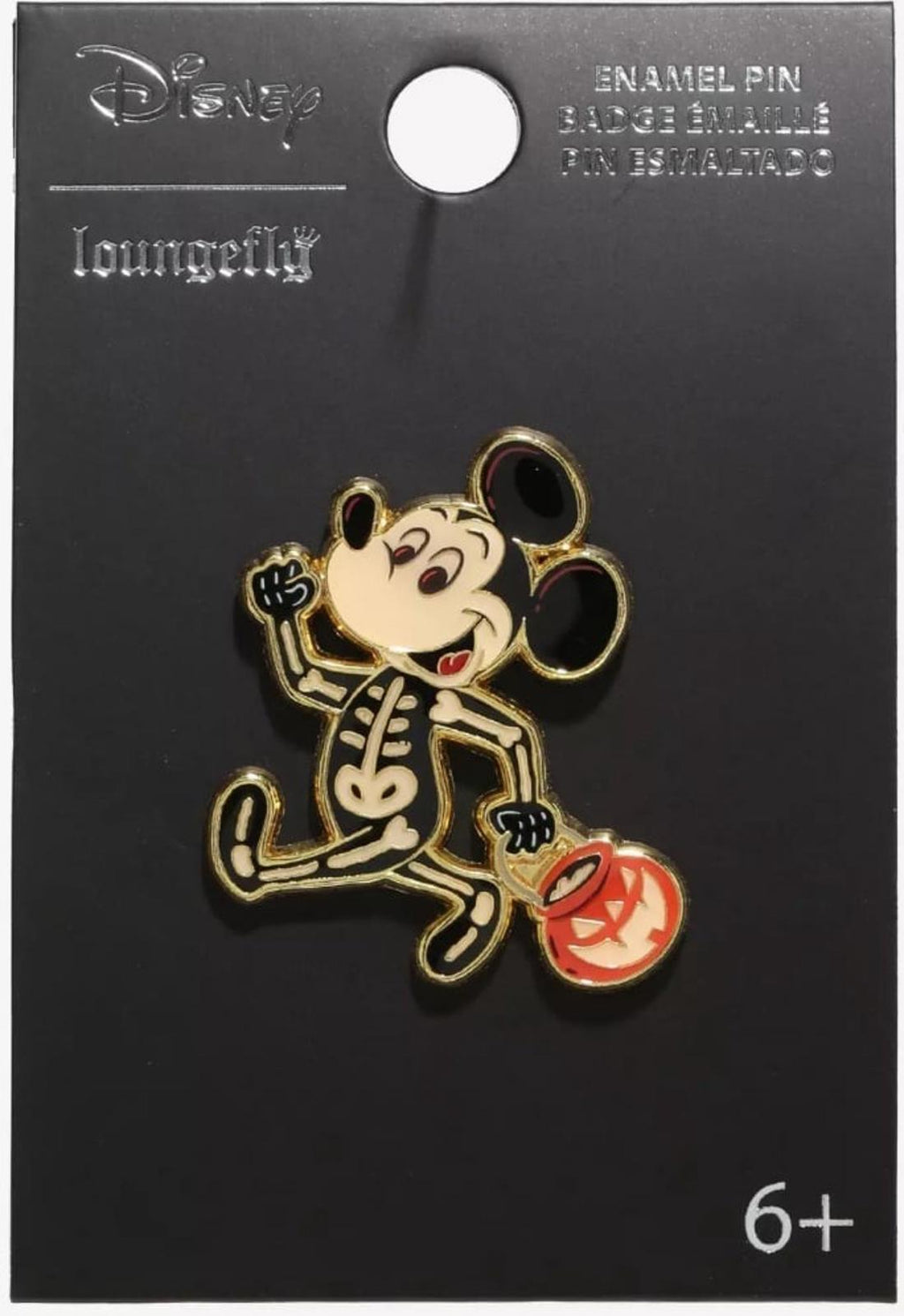 Loungefly Disney Mickey Mouse Skeleton Trick or Treat Enamel Pin NEW