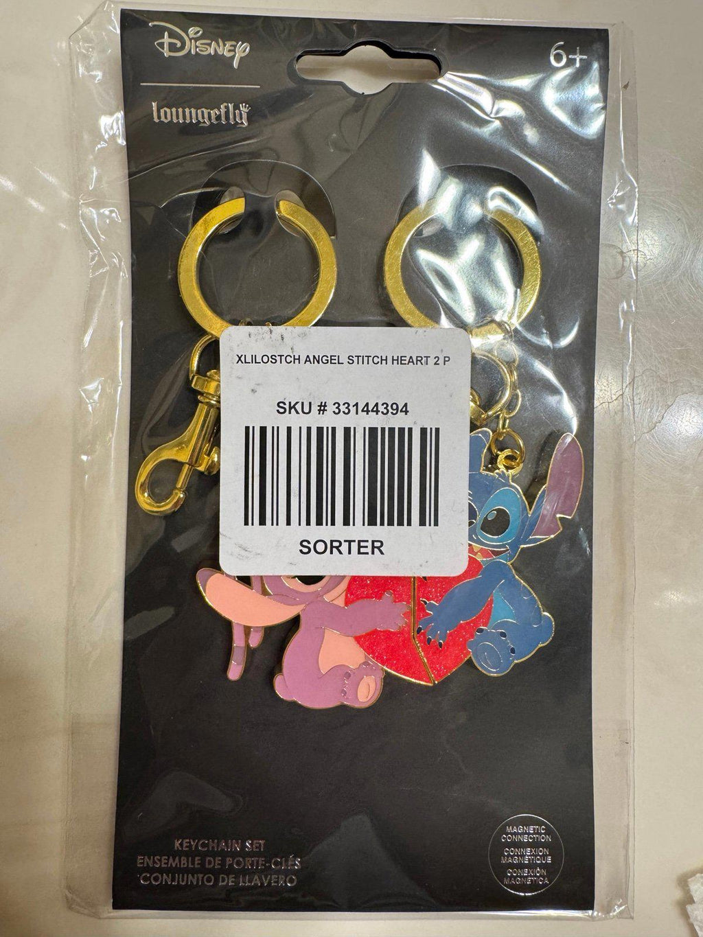 Loungefly Disney Lilo & Stitch Angel & Stitch Heart Magnetic Keychain Set NWT