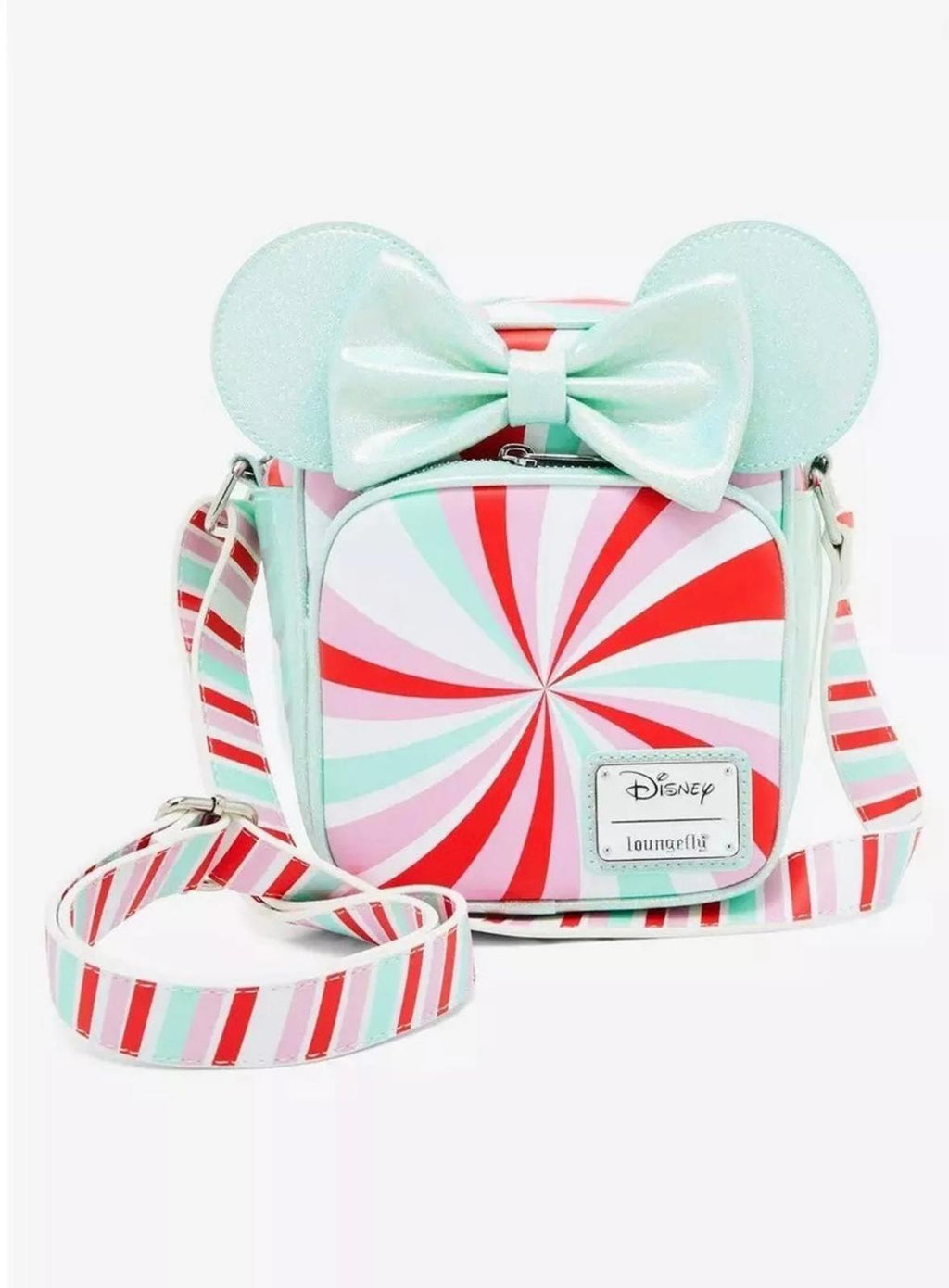 Loungefly Disney Minnie Mouse Ears Peppermint Print Crossbody Bag NWT!! HTF