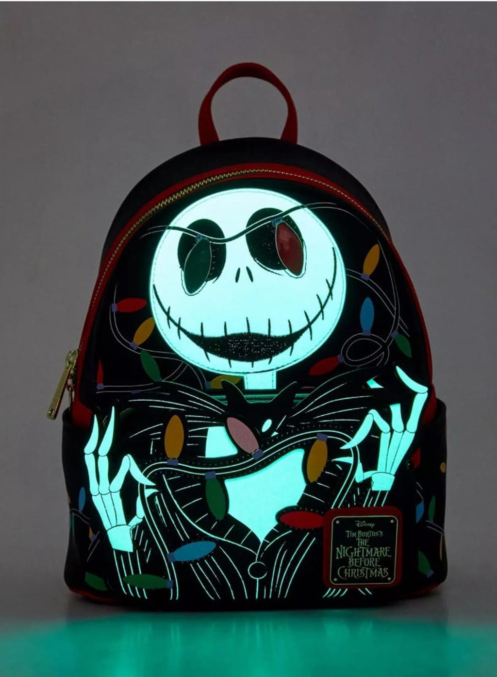 Loungefly Disney NBC Jack Skellington XMas Lights GITD LIGHT UP Mini Backpack