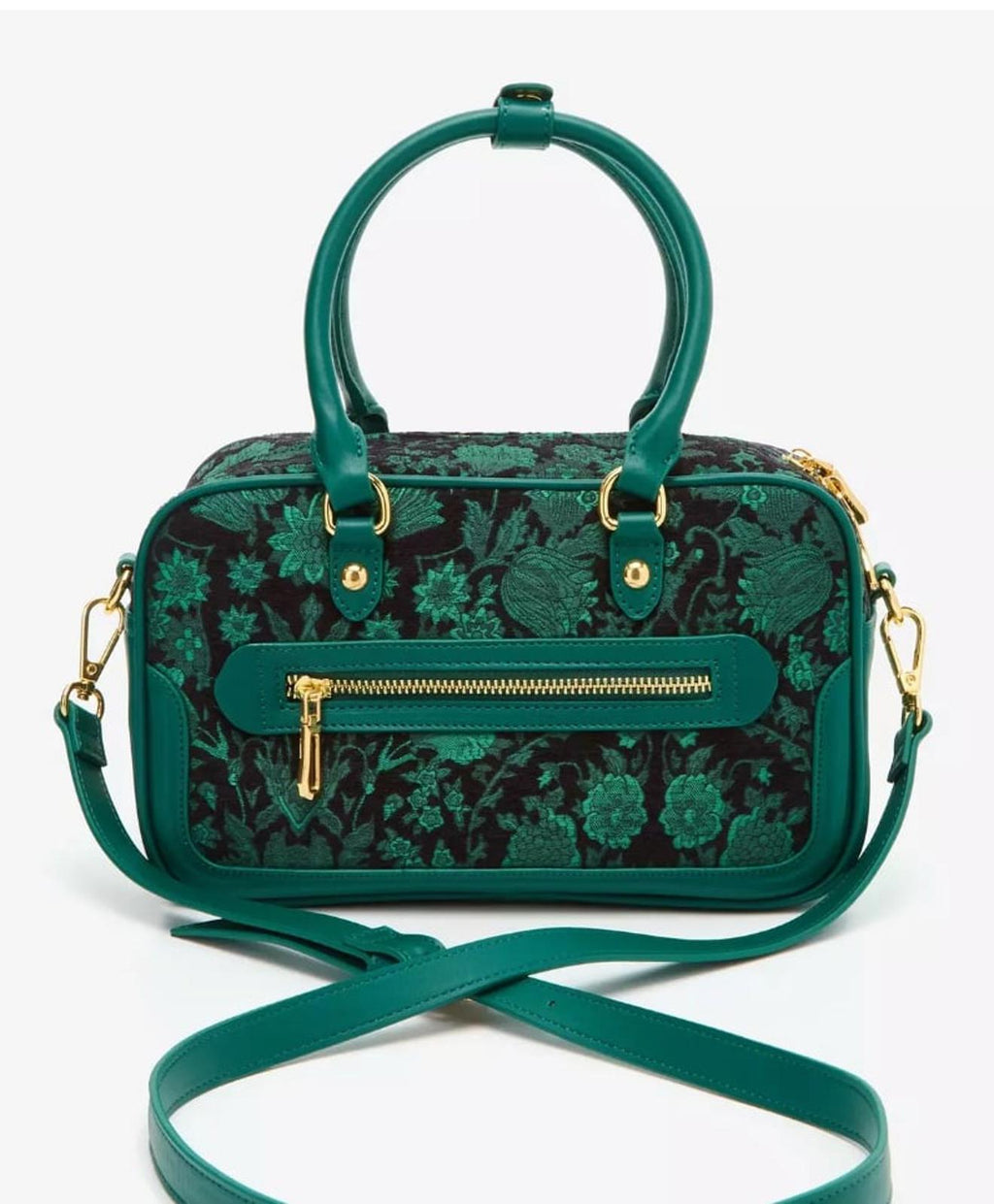 Wicked Oz Green Floral Handbag with Bag Chain NWT