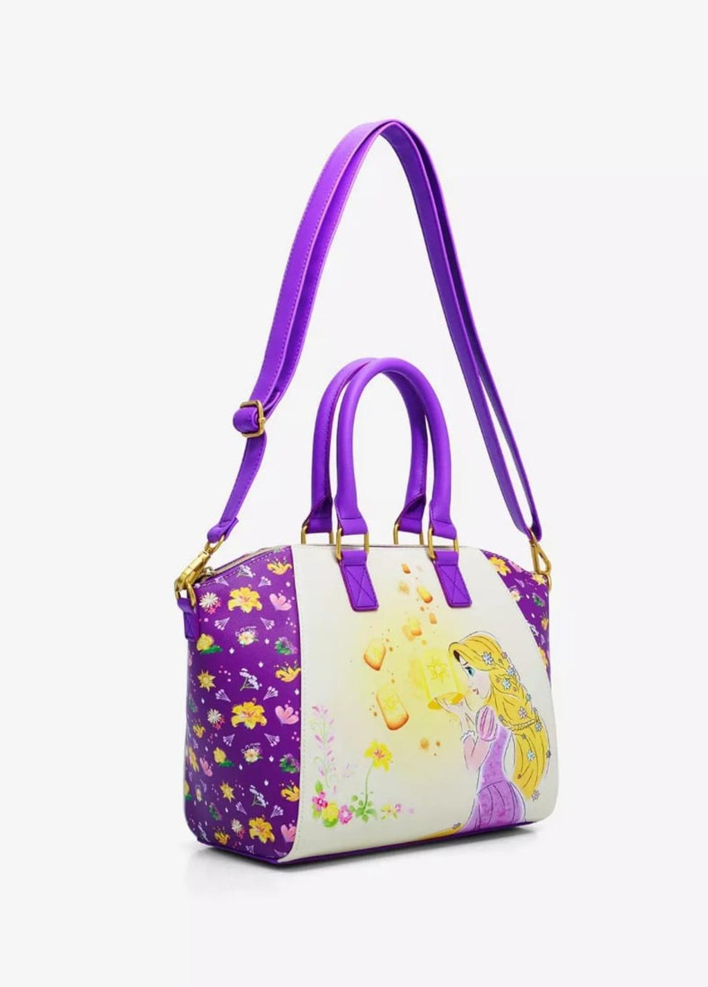 Loungefly Disney Tangled Flowers Satchel Bag Featuring Pascal NWT!!!l