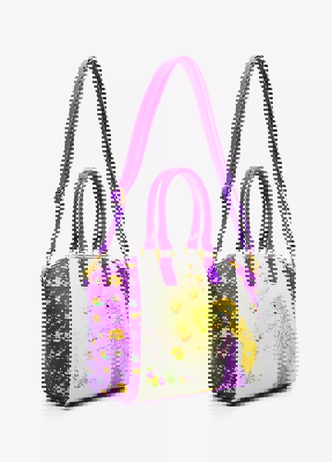 Loungefly Disney Tangled Flowers Satchel Bag Featuring Pascal NWT!!!l