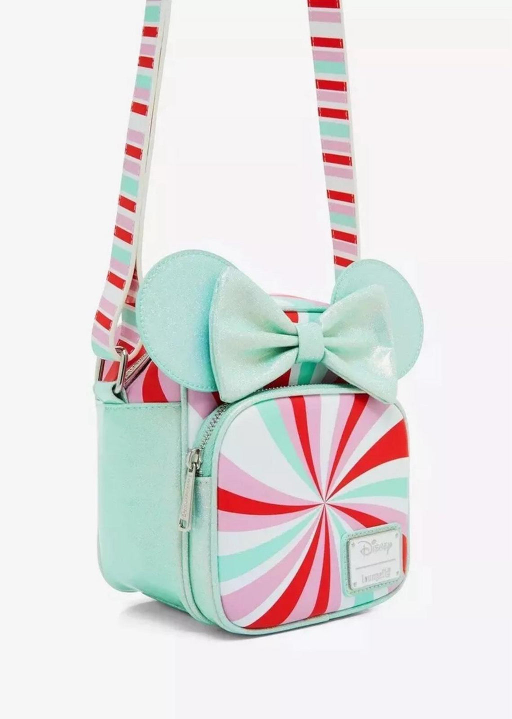 Loungefly Disney Minnie Mouse Ears Peppermint Print Crossbody Bag NWT!! HTF