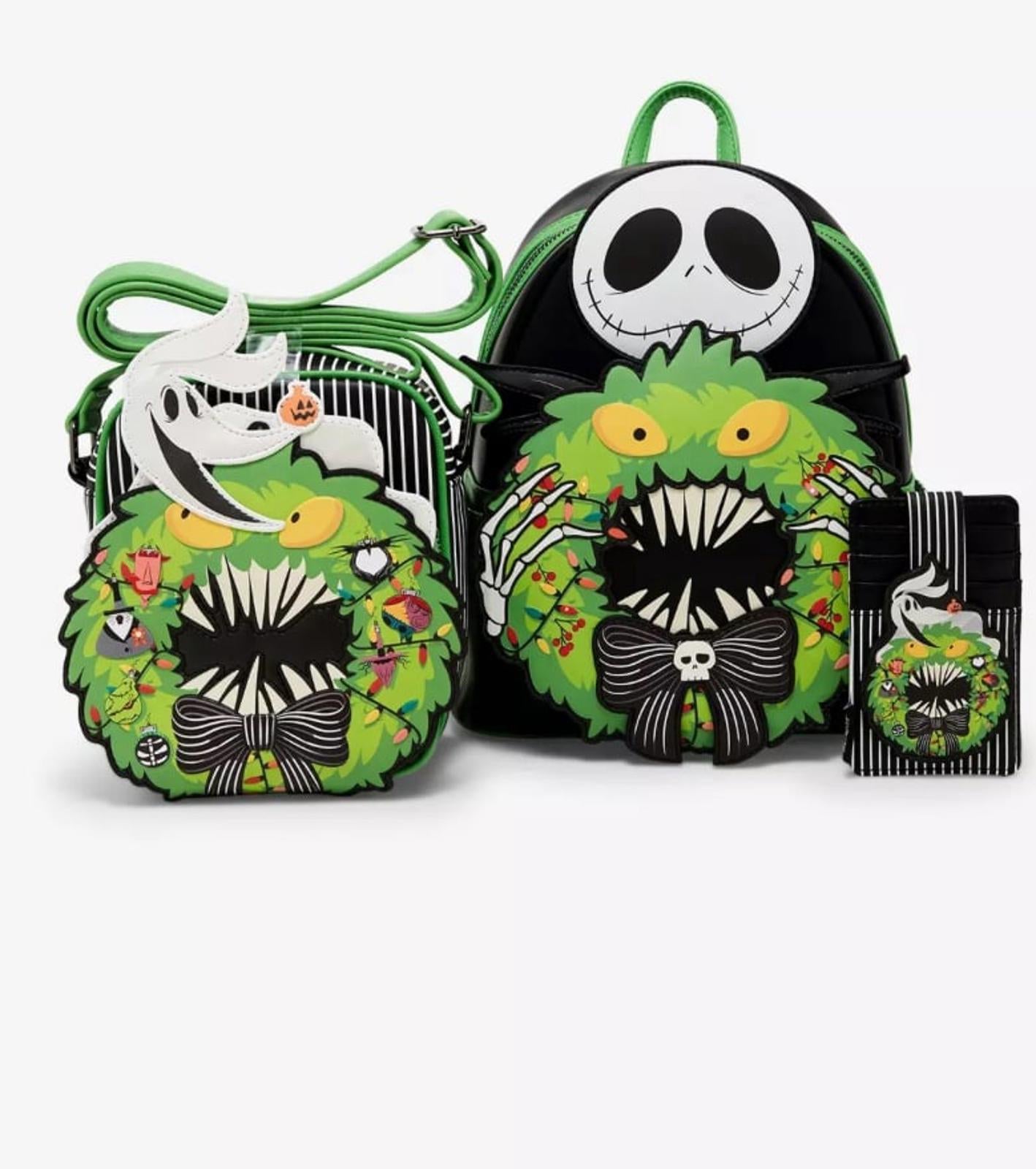 Loungefly Disney NBC Jack Skellington Wreath GITD Light Up Backpack NWT!
