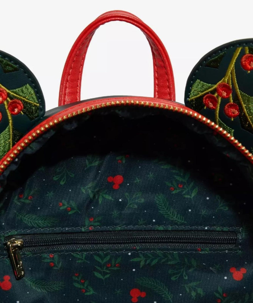 Loungefly Disney Minnie Mouse Holiday Holly Ears Mini Backpack
