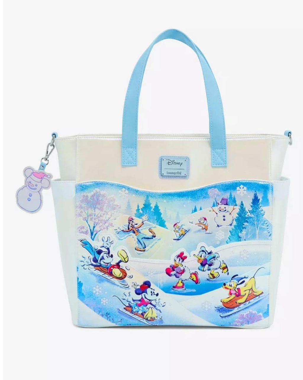 Loungefly Disney Mickey Mouse And Friends Winter Wonderland Convertible Tote Bag