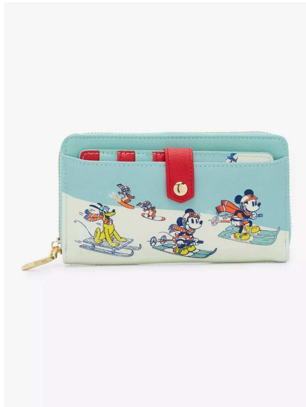 Our Universe Disney Mickey Mouse & Friends Skiing Zip Wallet with Cardholder NWT