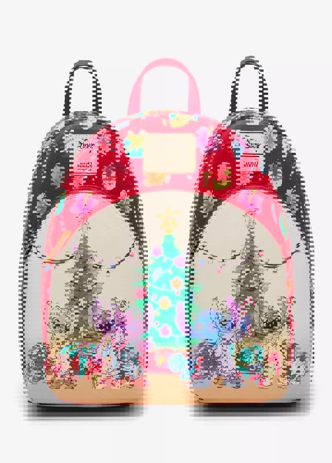 Loungefly Disney Stitch & Angel Holiday Tree Mini Backpack & WALLET SET NWT