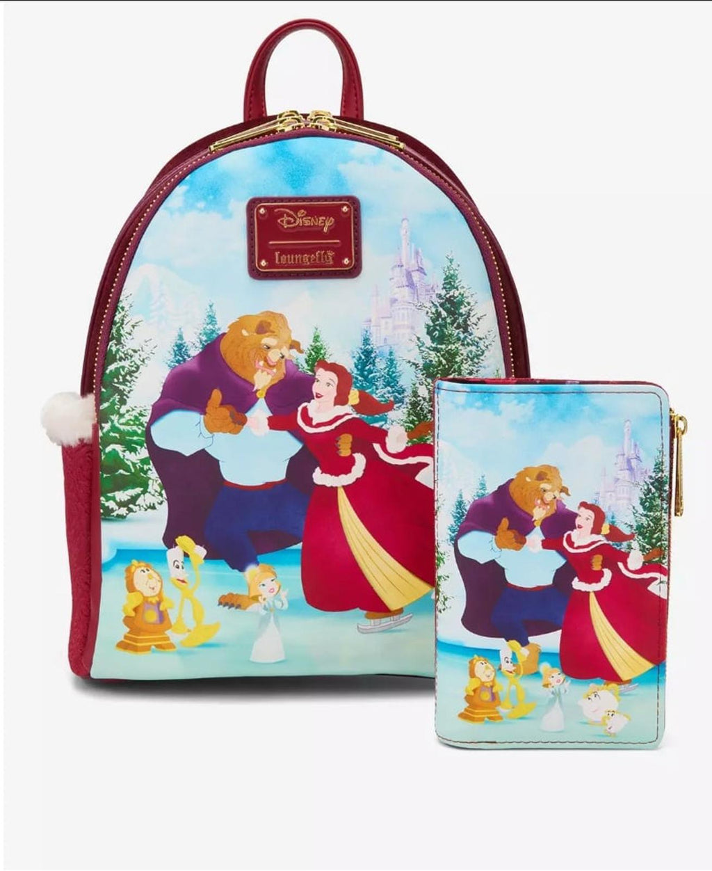 Loungefly Disney Beauty and the Beast Winter Ice Skating Mini Backpack