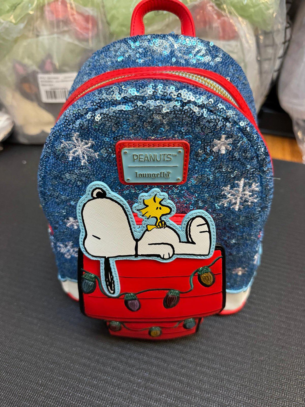 Loungefly Peanuts Snoopy Holiday Sequin Mini Backpack