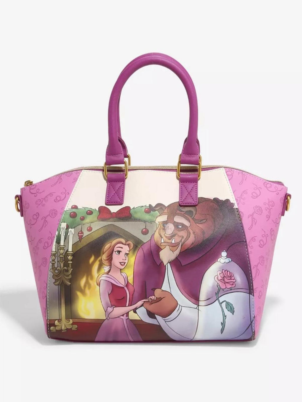 Loungefly Beauty And The Beast Holiday Fireplace Satchel Bag NWT