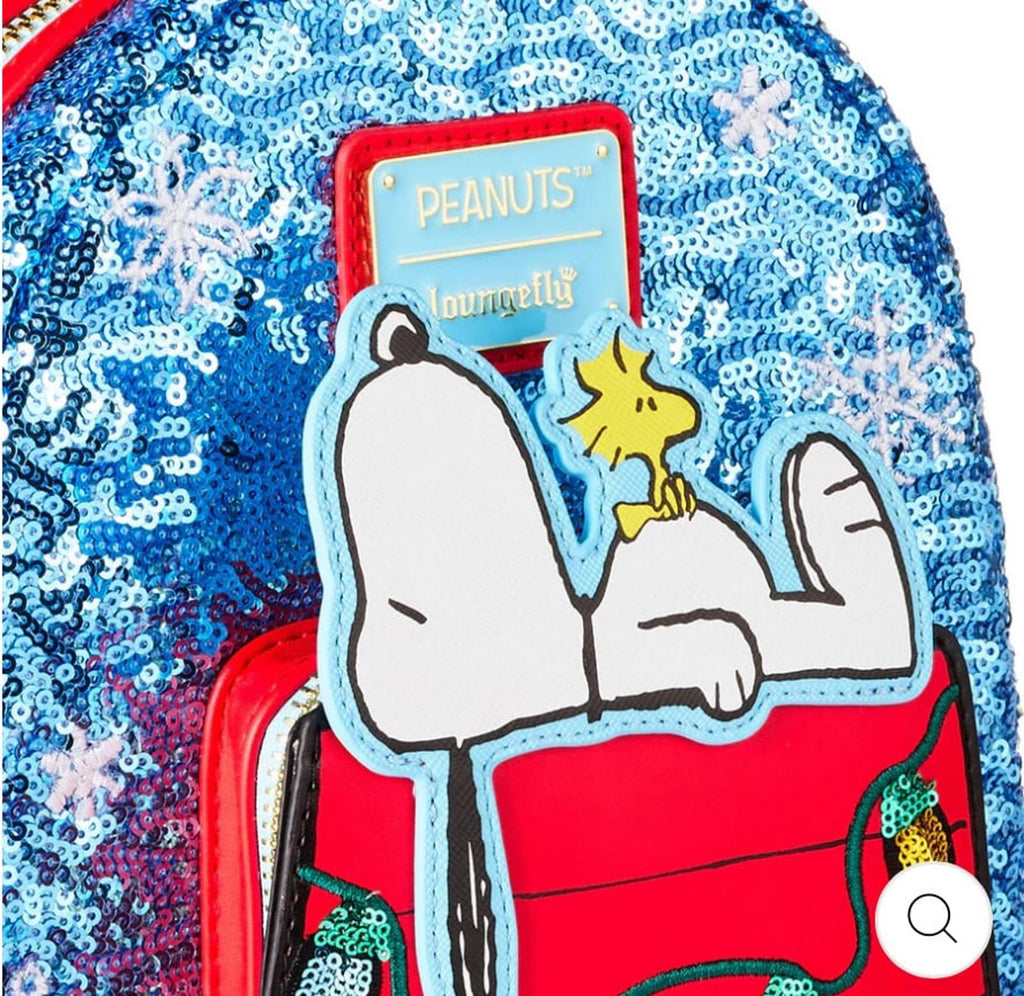 Loungefly Peanuts Snoopy Holiday Sequin Mini Backpack