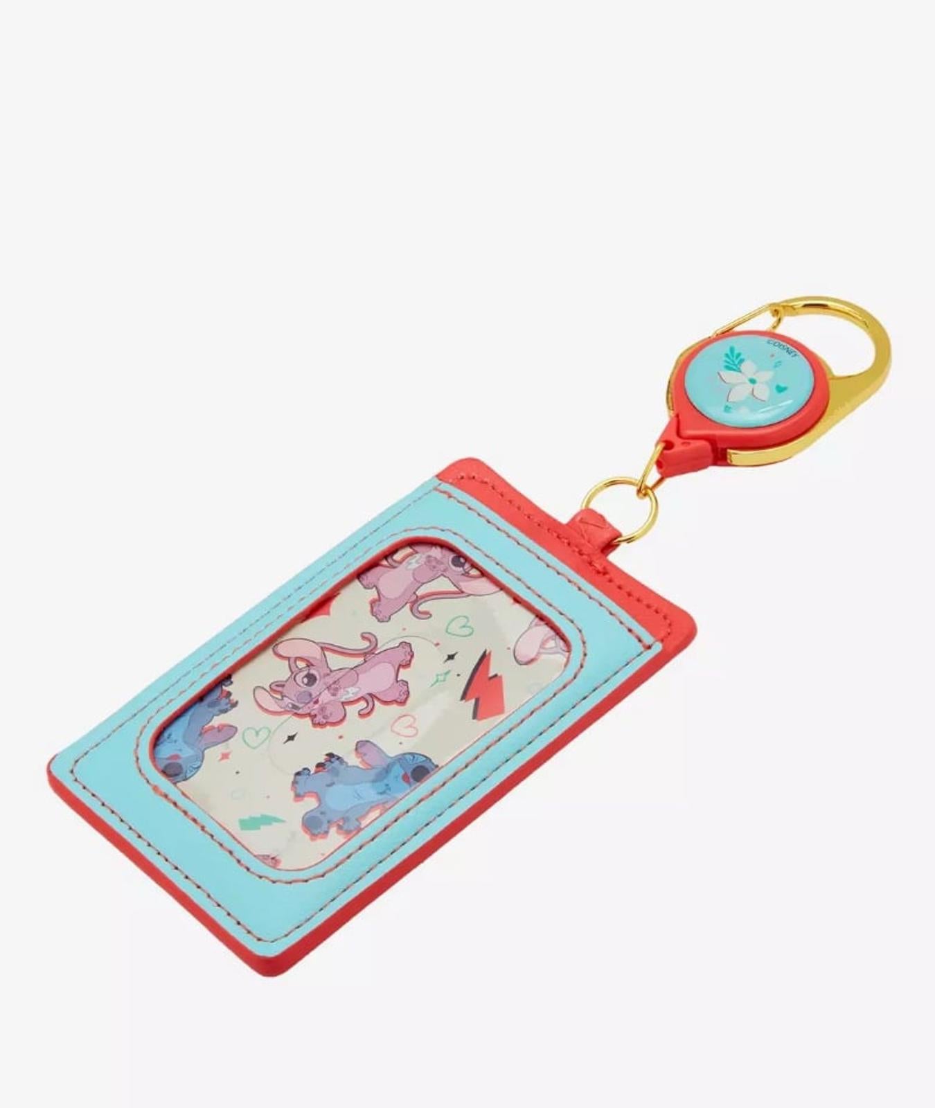 Loungefly Disney Lilo & Stitch Angel & Stitch Floral Heart Retractable NWT