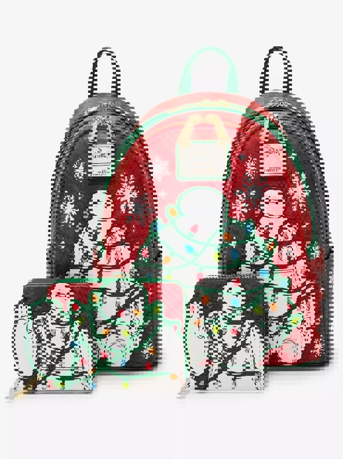 Loungefly Disney Big Hero 6 Baymax Holiday Plaid Light-Up Mini Backpack & Wallet