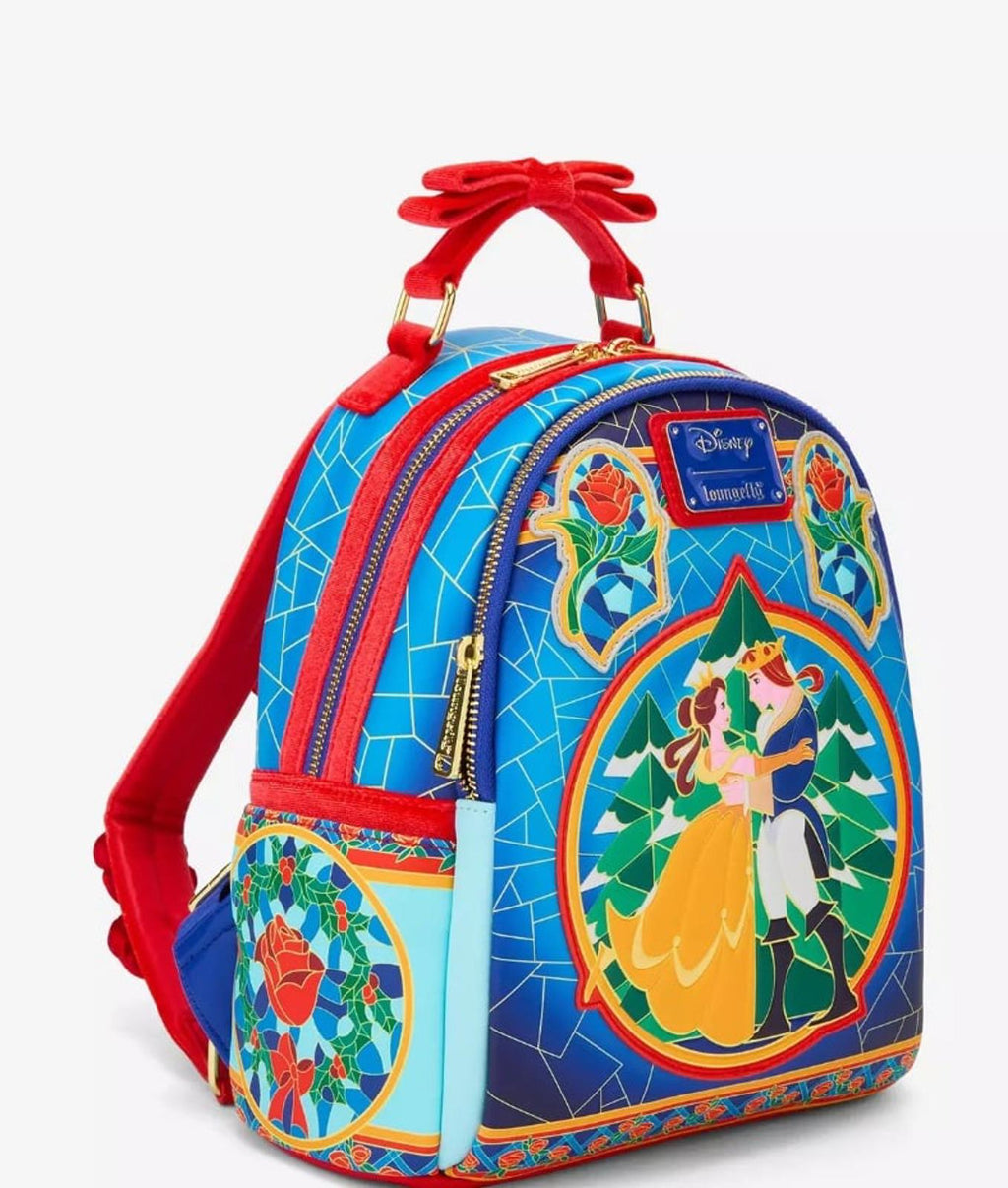 Loungefly Disney Beauty and the Beast Stained Glass Mini Backpack NWT