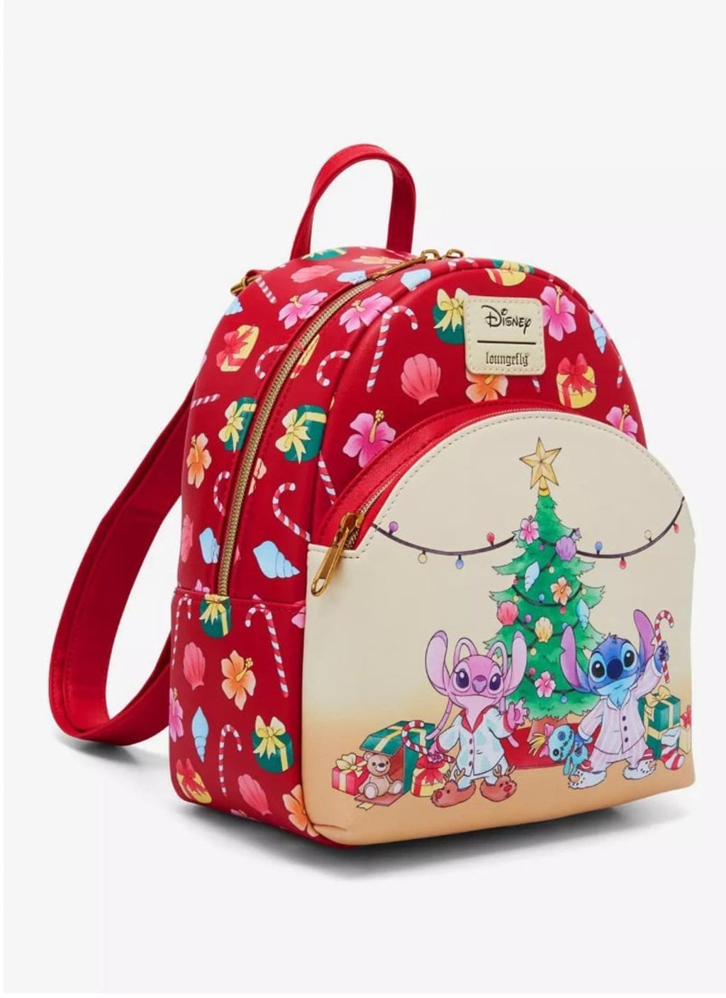 Loungefly Disney Stitch & Angel Holiday Tree Mini Backpack & WALLET SET NWT