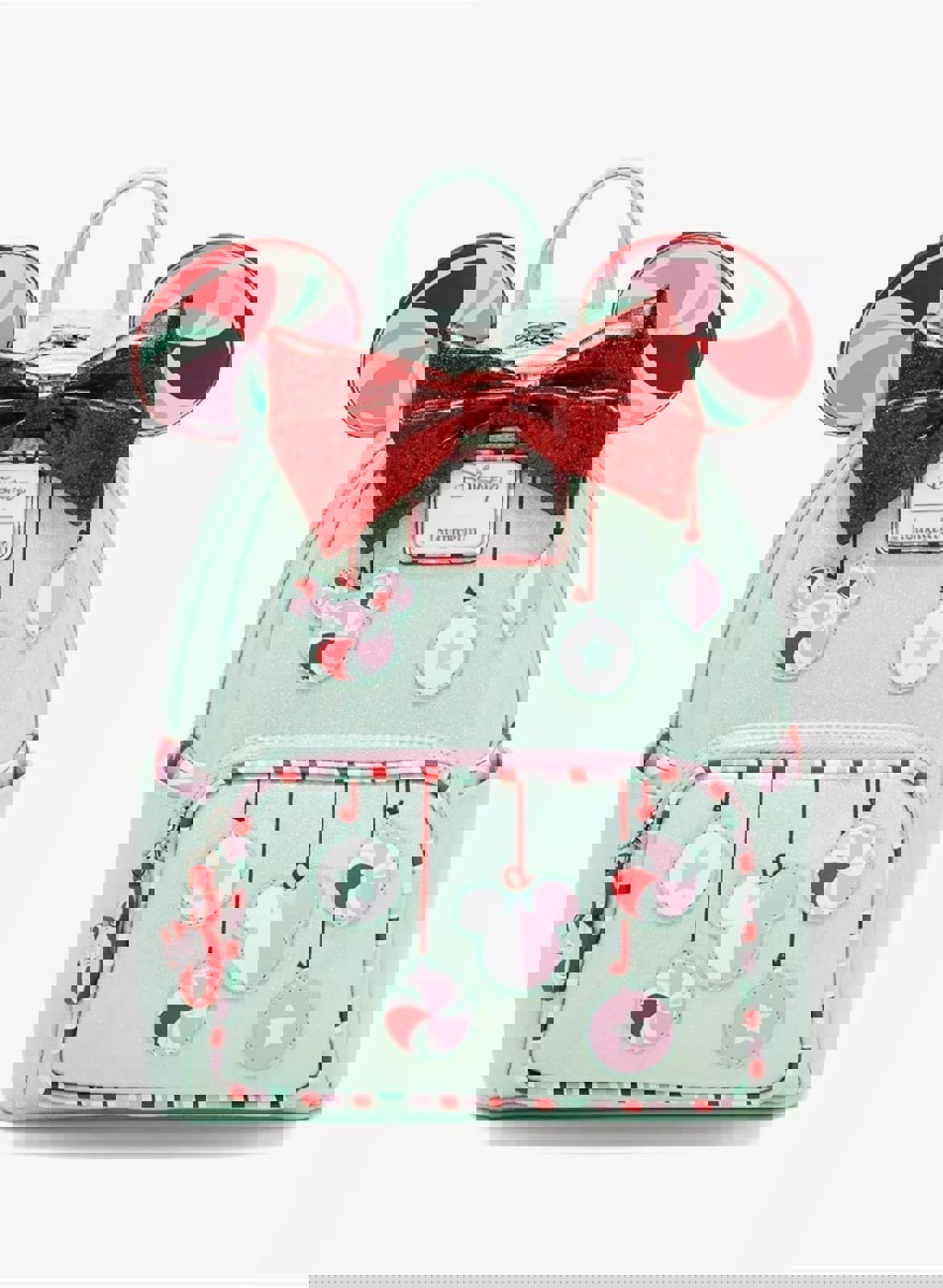 Loungefly Disney Minnie Mouse Peppermint Ornament Ears Mini Backpack NWT