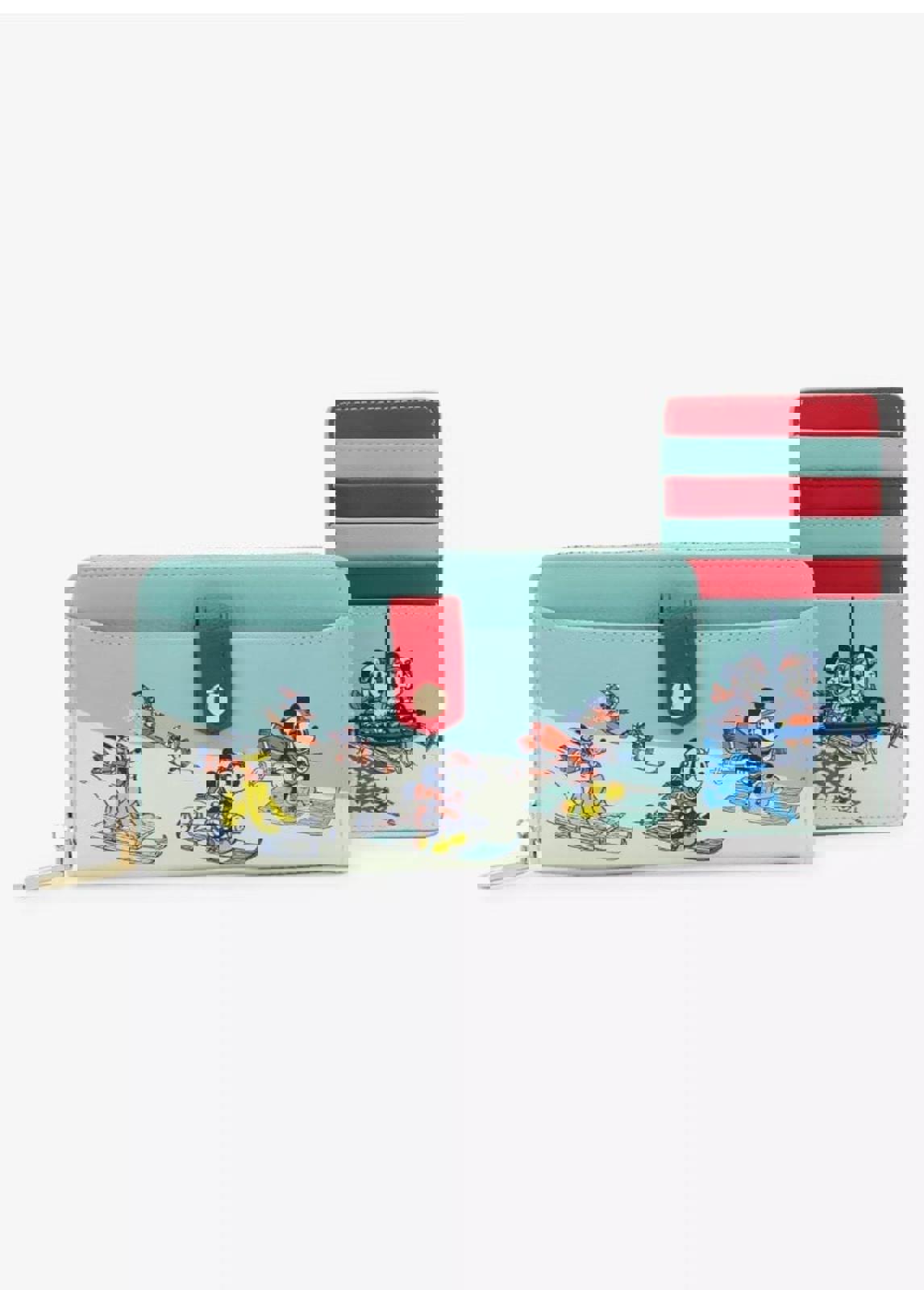 Our Universe Disney Mickey Mouse & Friends Skiing Zip Wallet with Cardholder NWT