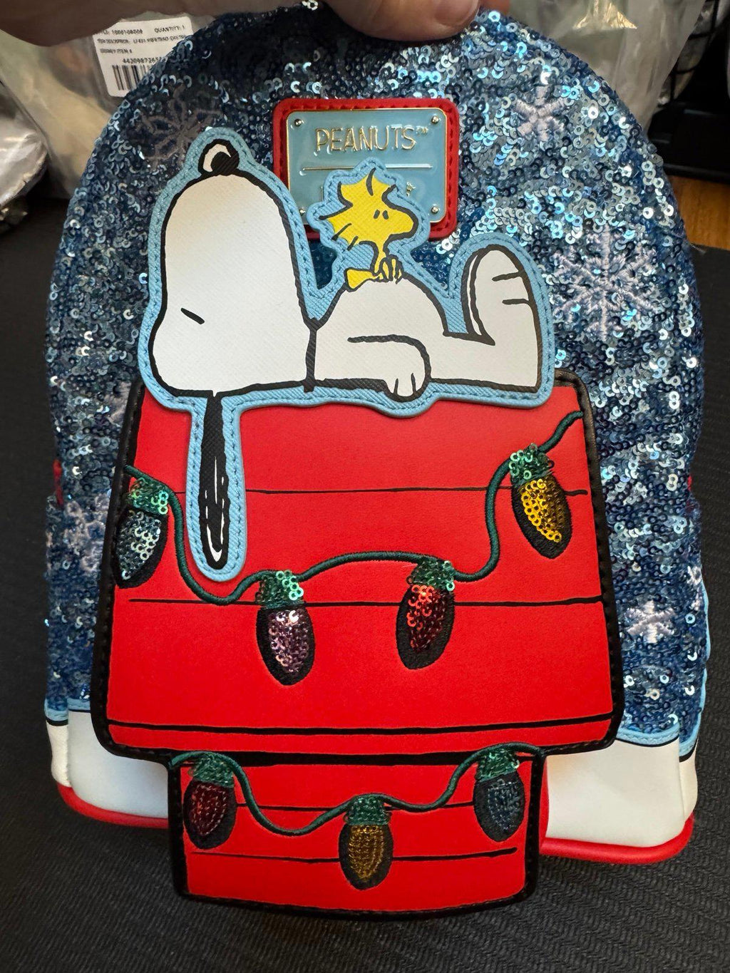 Loungefly Peanuts Snoopy Holiday Sequin Mini Backpack