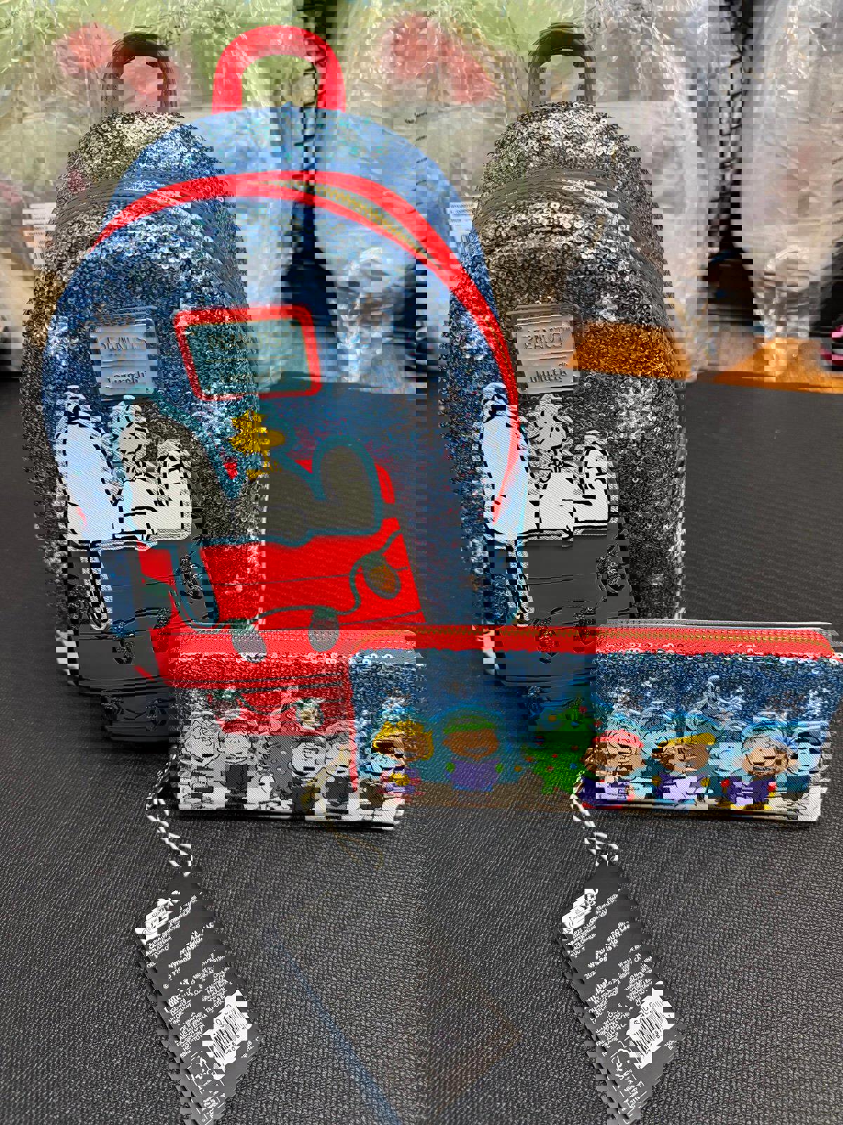 Loungefly Peanuts Snoopy Holiday Sequin Mini Backpack