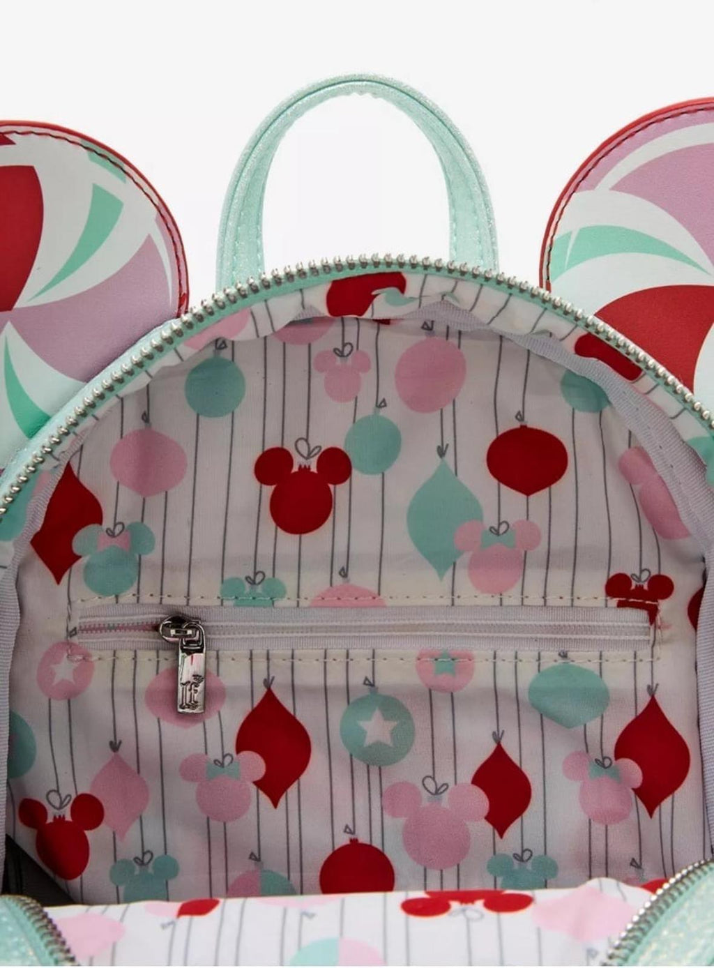 Loungefly Disney Minnie Mouse Peppermint Ornament Ears Mini Backpack NWT