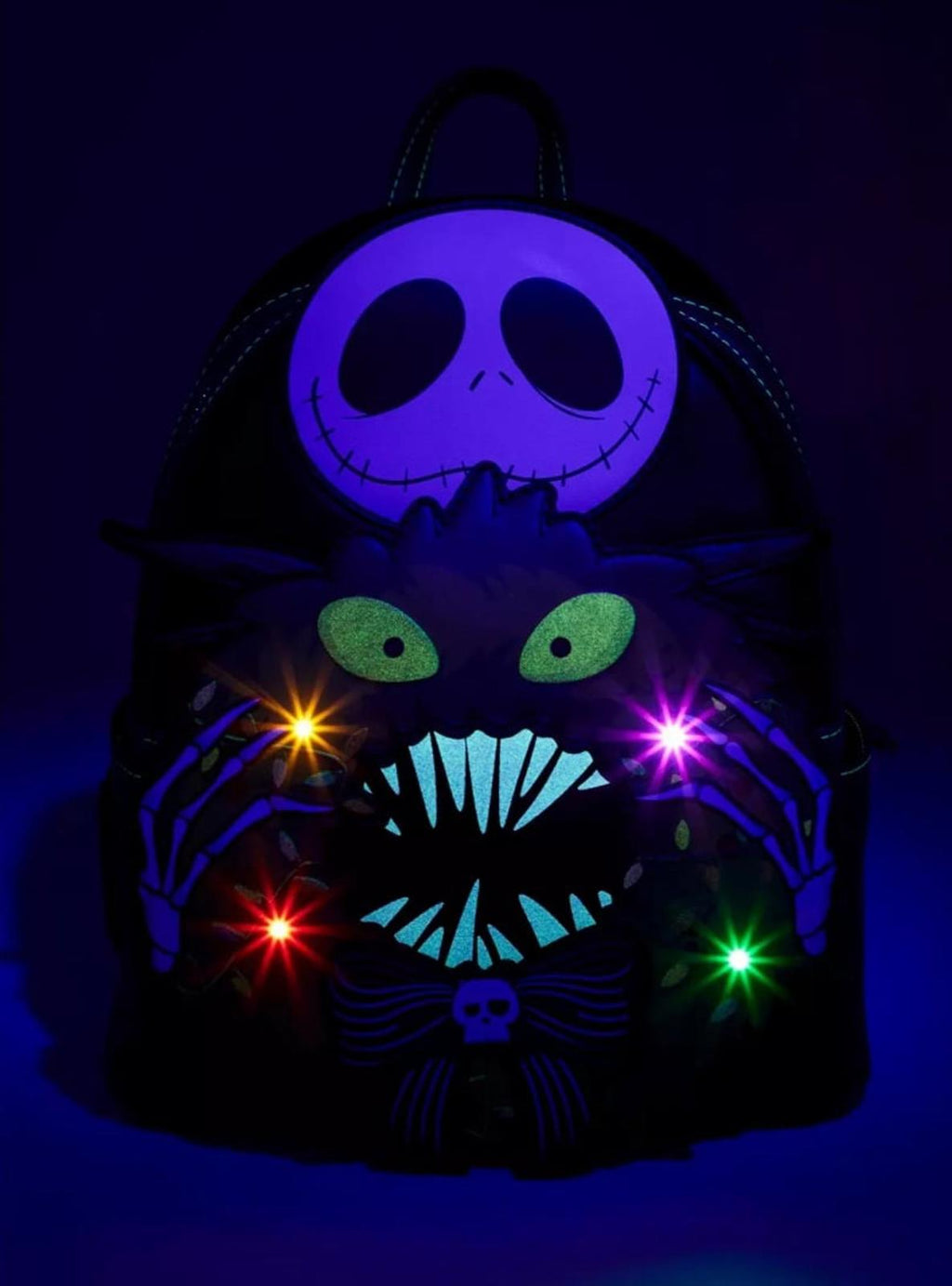 Loungefly Disney NBC Jack Skellington Wreath GITD Light Up Backpack NWT!
