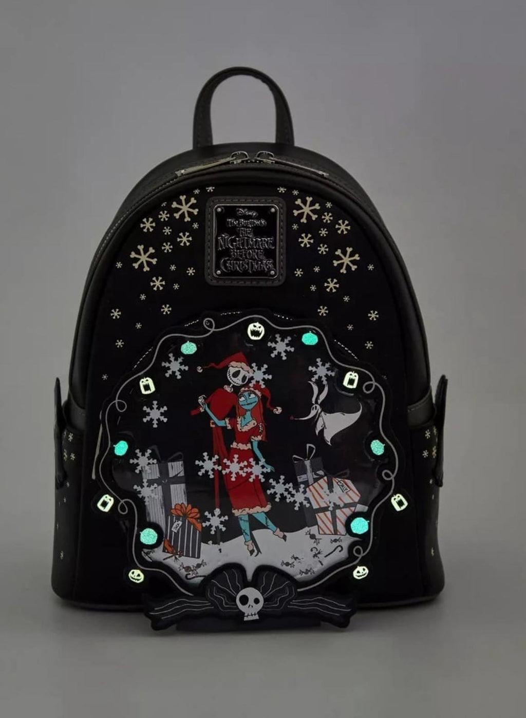 Loungefly Disney NBC Jack & Sally Snowflake GITD Mini Backpack NWT
