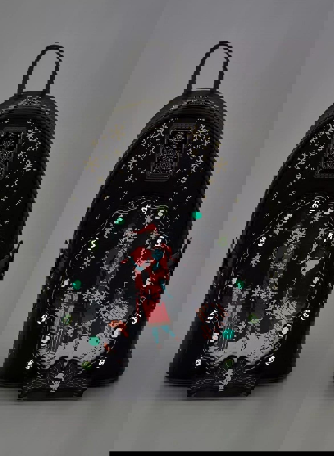 Loungefly Disney NBC Jack & Sally Snowflake GITD Mini Backpack NWT